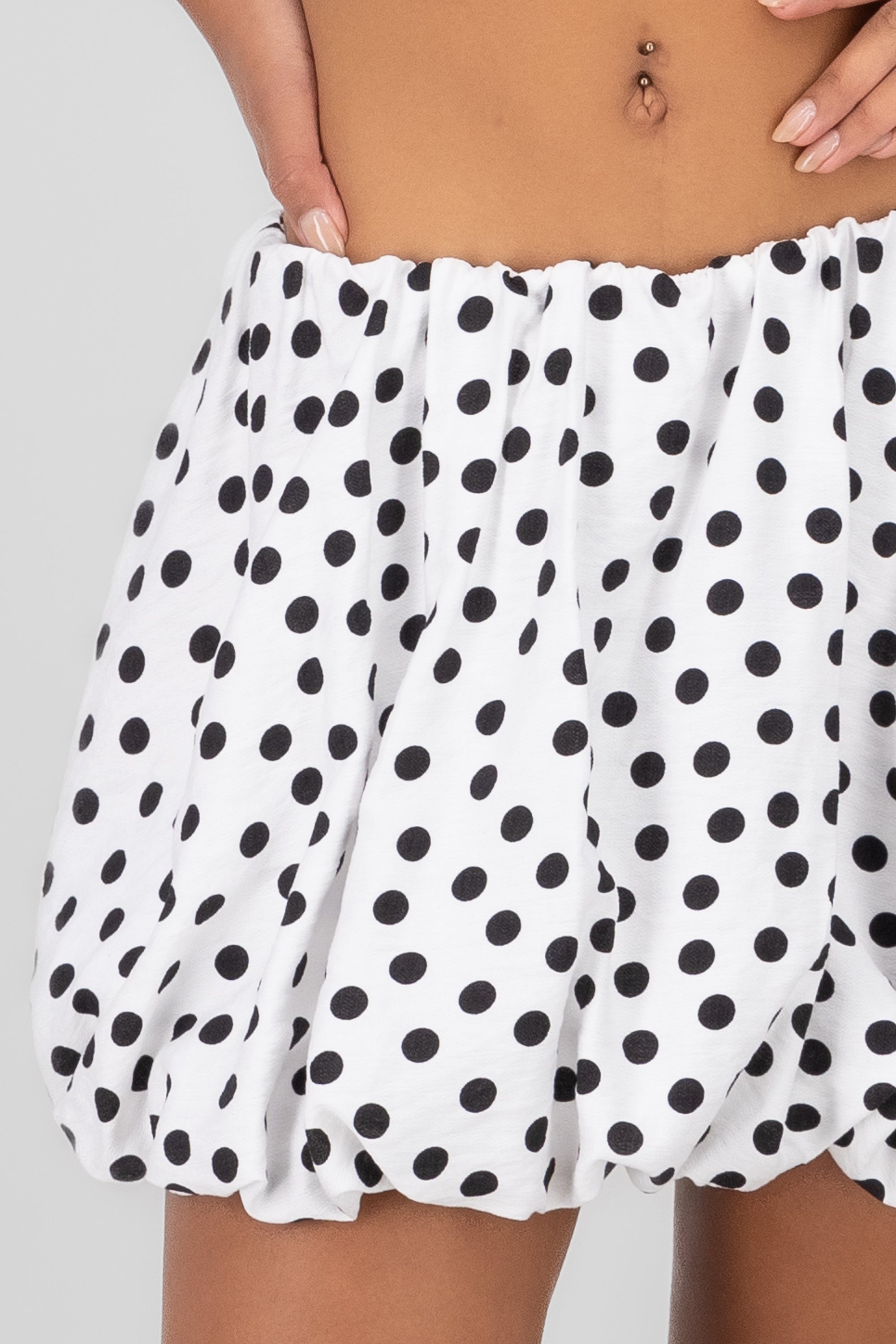 Polka Dot Bubble Mini Skirt WHITE COMBO