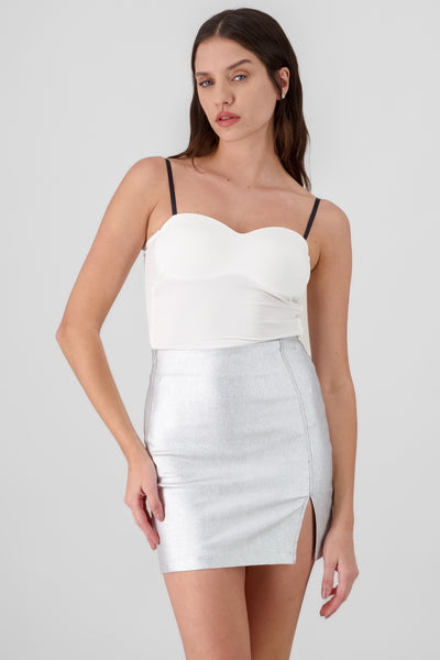 Solid Ribbed Crop Top WHITE