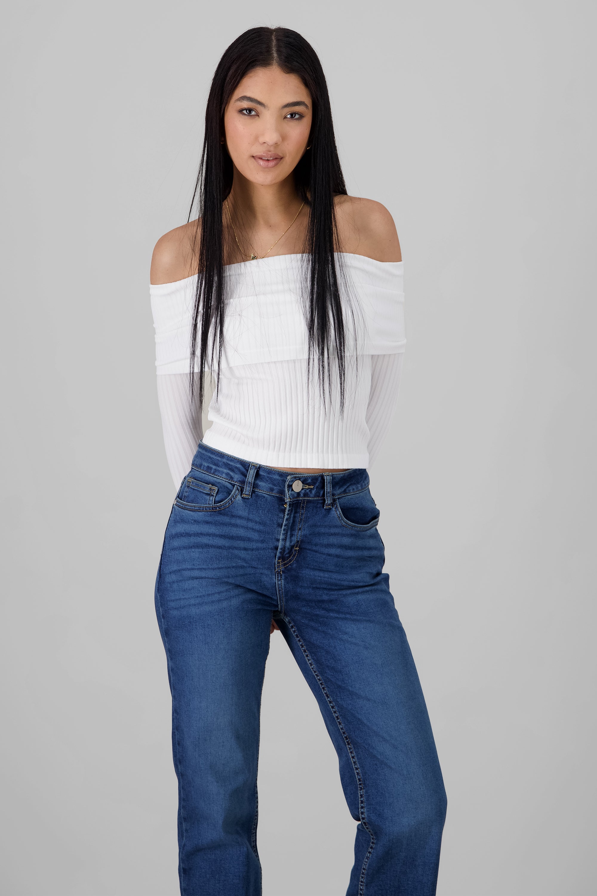 Seamless Off Shoulder Top WHITE