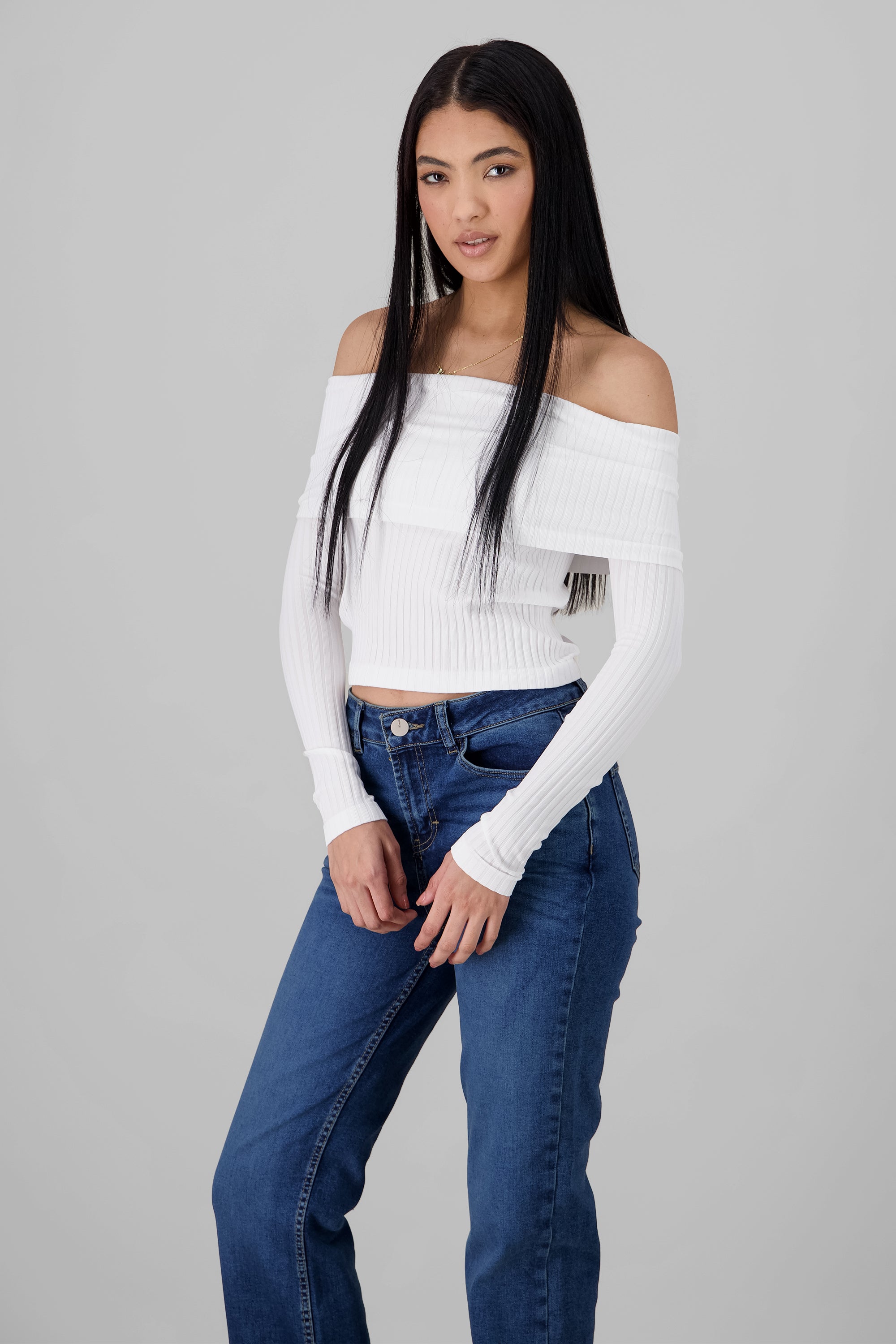 Seamless Off Shoulder Top WHITE