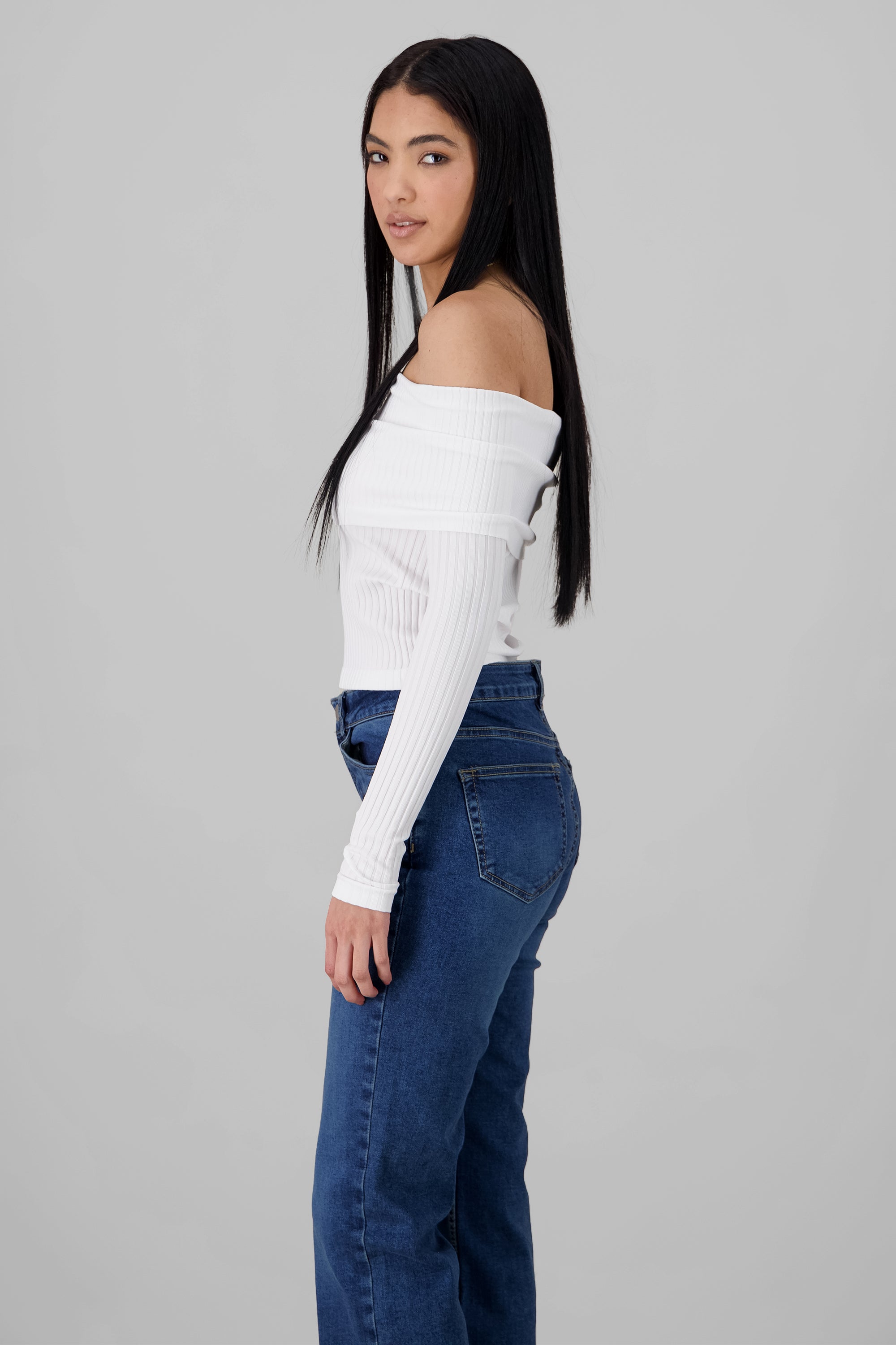 Seamless Off Shoulder Top WHITE