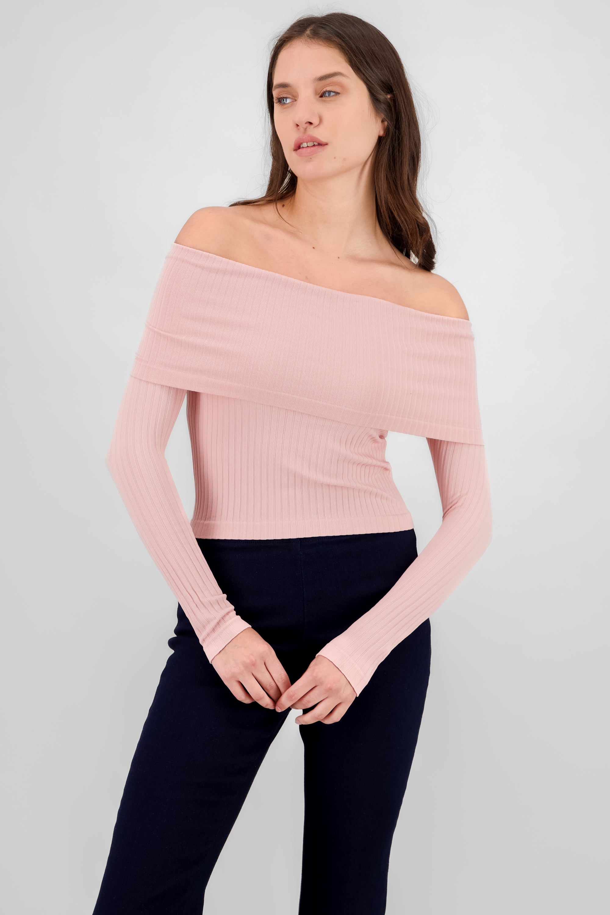 Seamless Off Shoulder Top PASTEL PINK