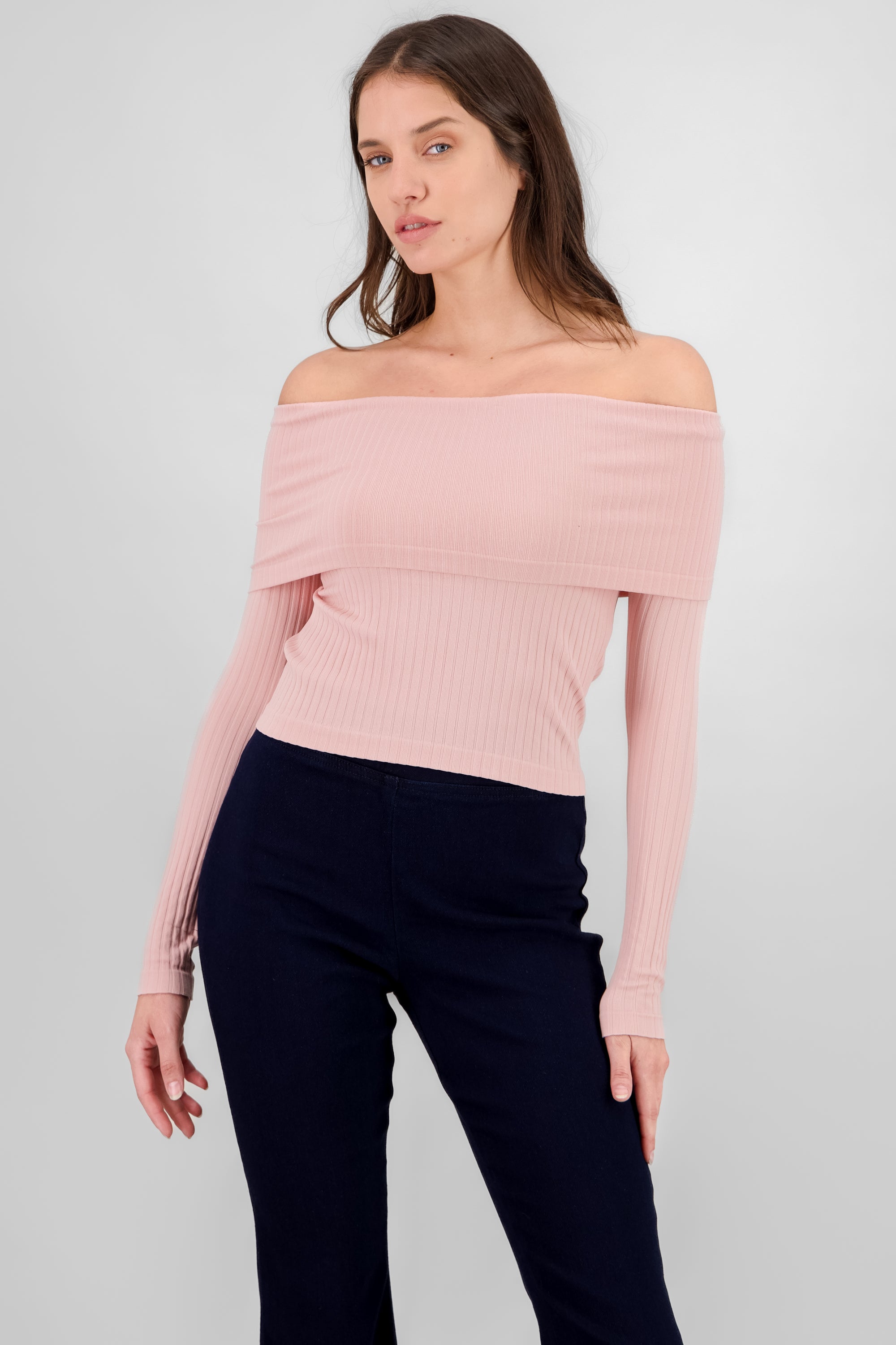 Seamless Off Shoulder Top PASTEL PINK