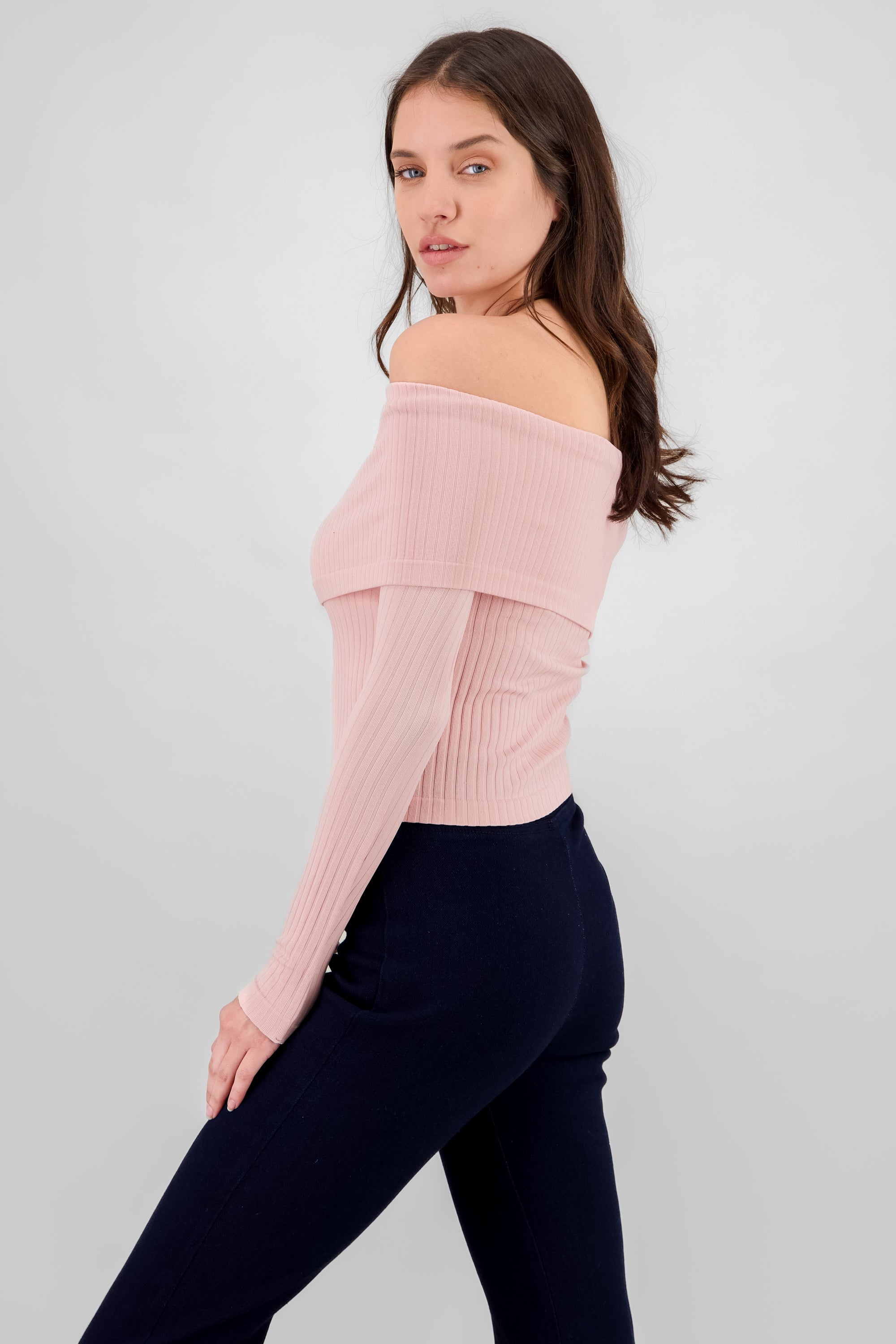 Seamless Off Shoulder Top PASTEL PINK