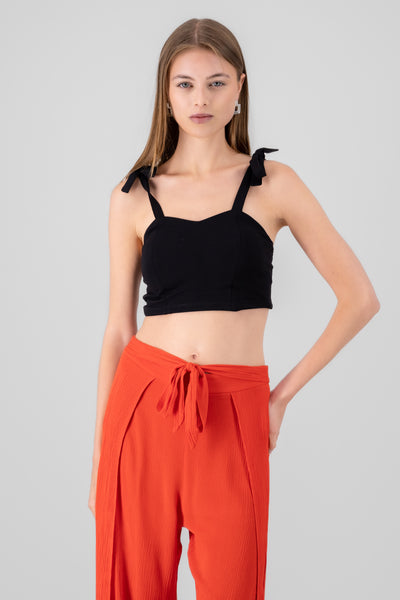 Bow Detail Solid Top BLACK