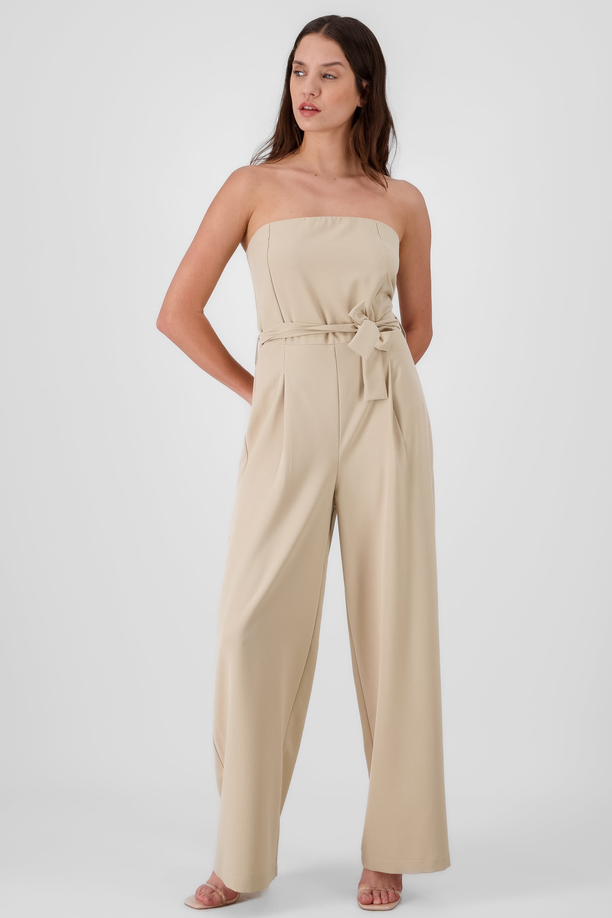 Tailored Strapless Jumpsuit SAND