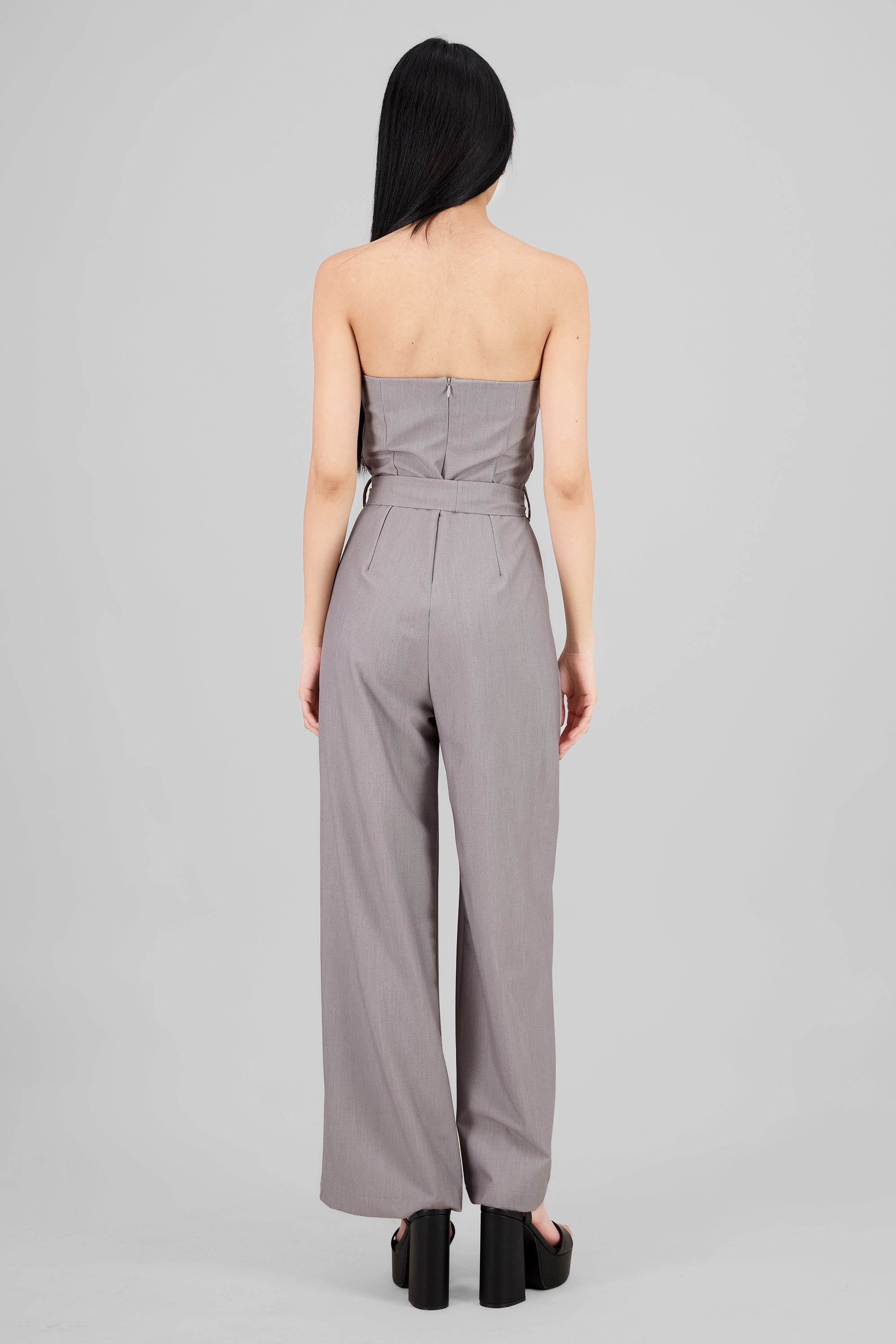 Tailored Strapless Jumpsuit LIGHT GRAY