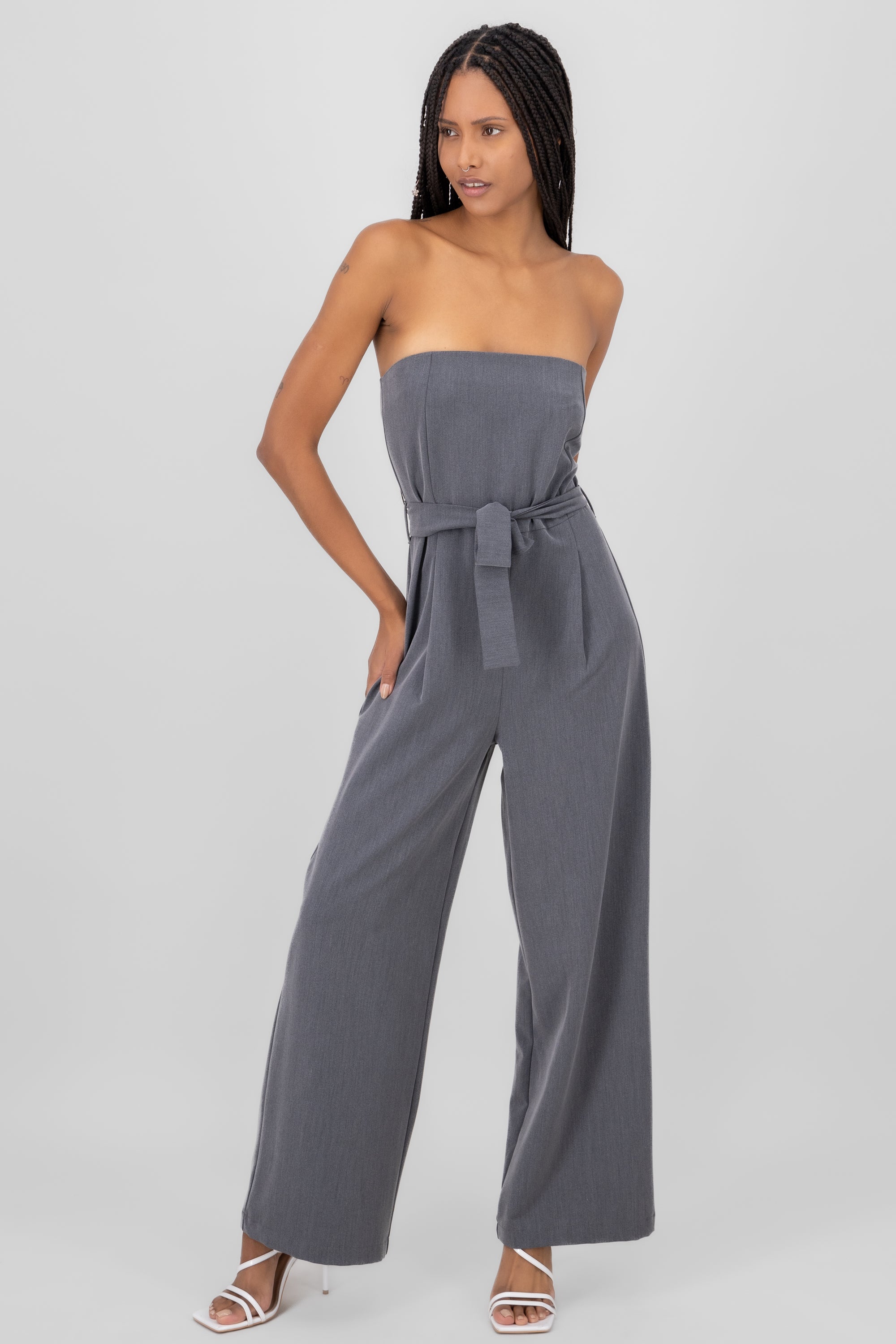 Tailored Strapless Jumpsuit HEATHER GRAY