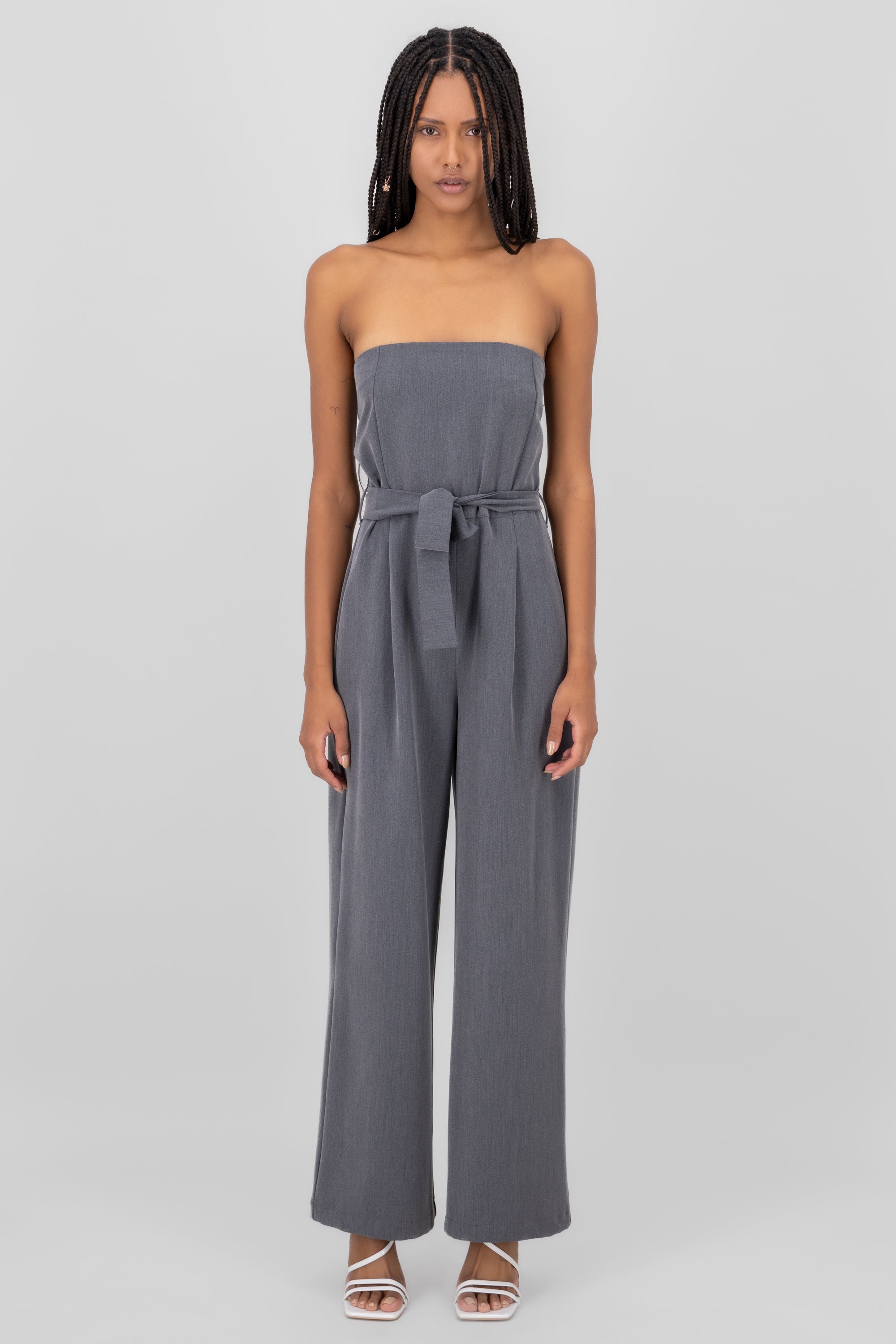 Tailored Strapless Jumpsuit HEATHER GRAY