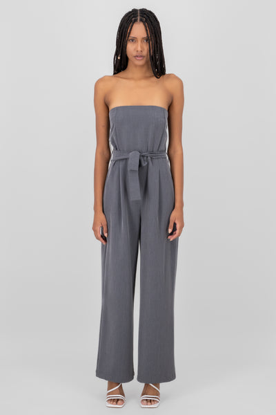 Tailored Strapless Jumpsuit CAMEL