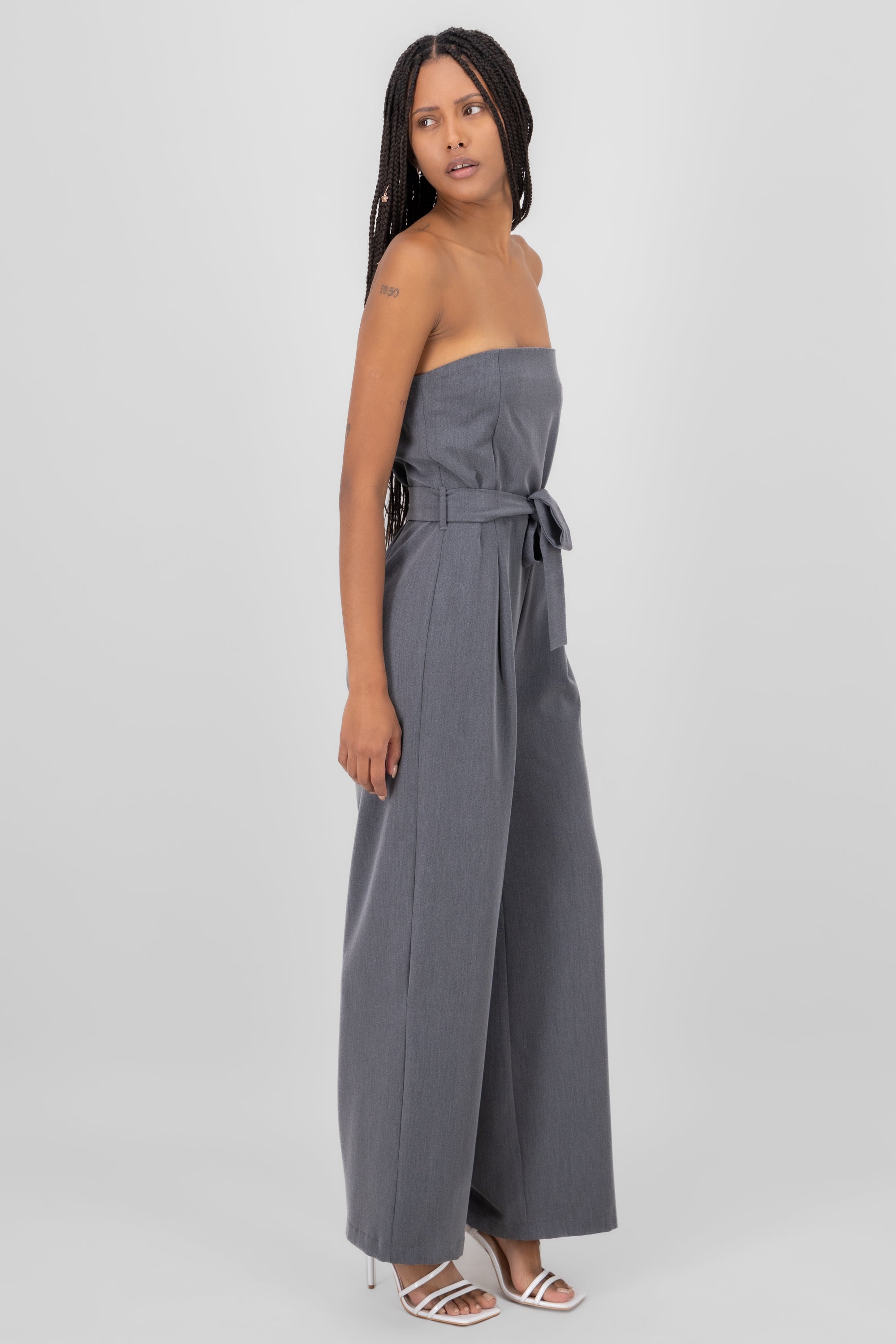 Tailored Strapless Jumpsuit HEATHER GRAY