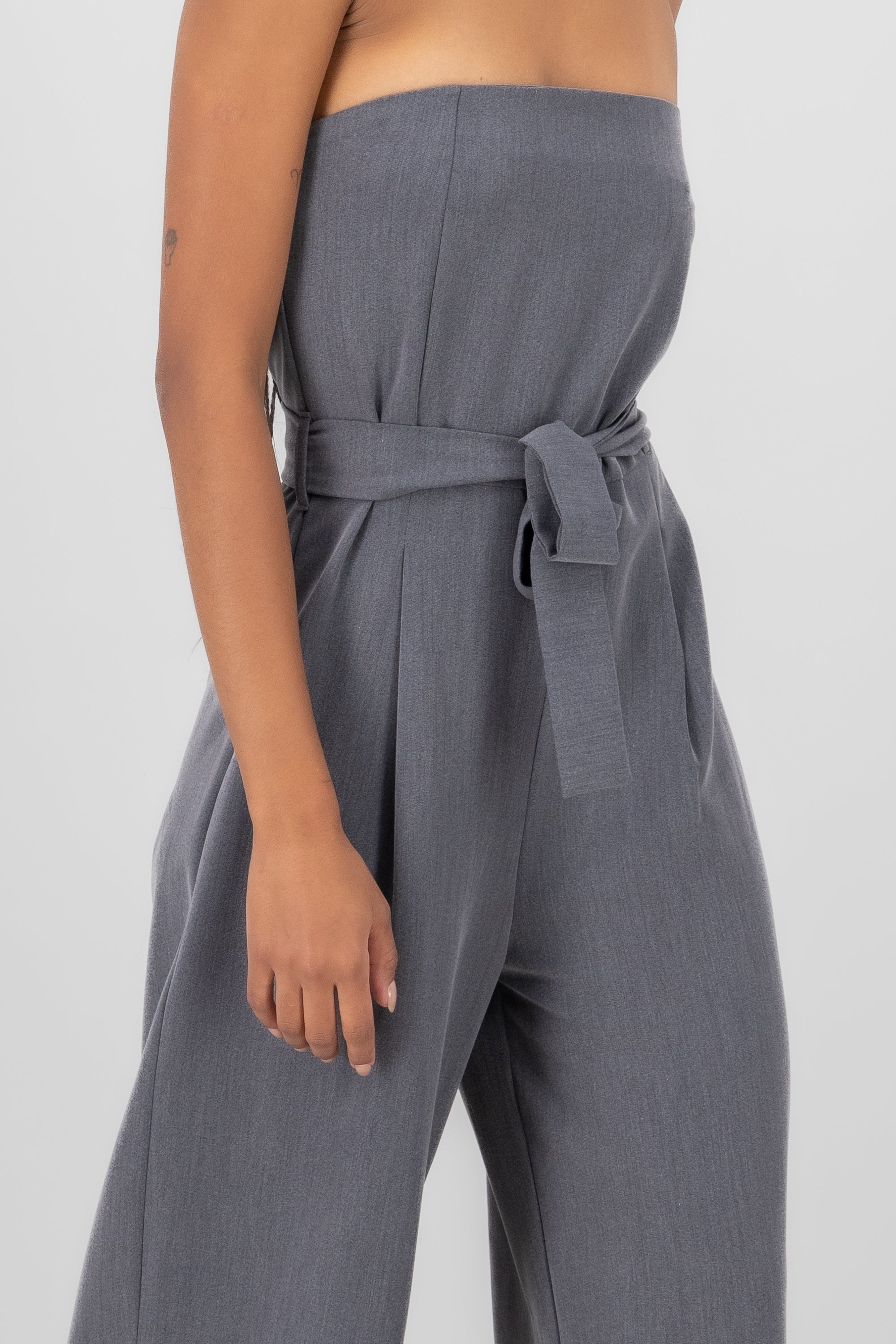 Tailored Strapless Jumpsuit HEATHER GRAY