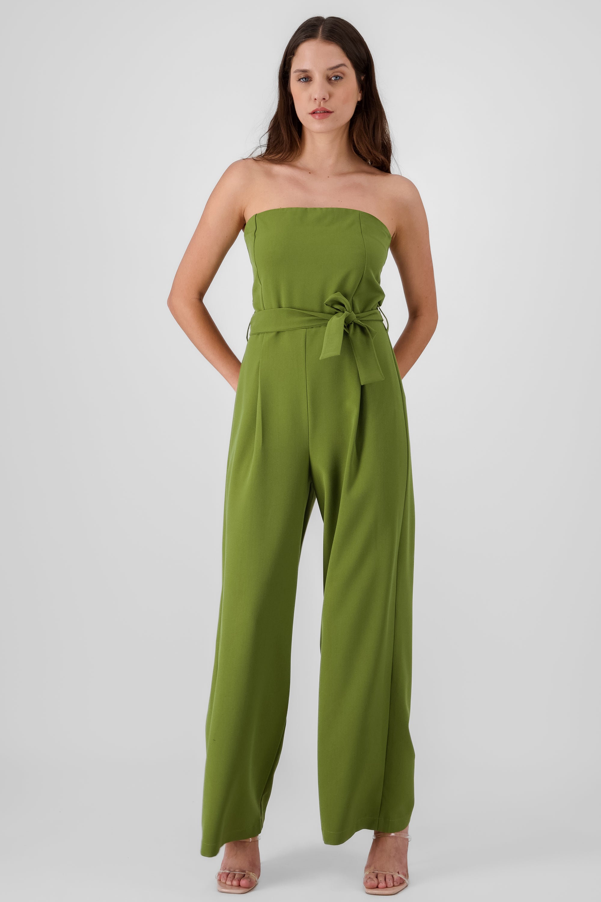 Tailored Strapless Jumpsuit OLIVE