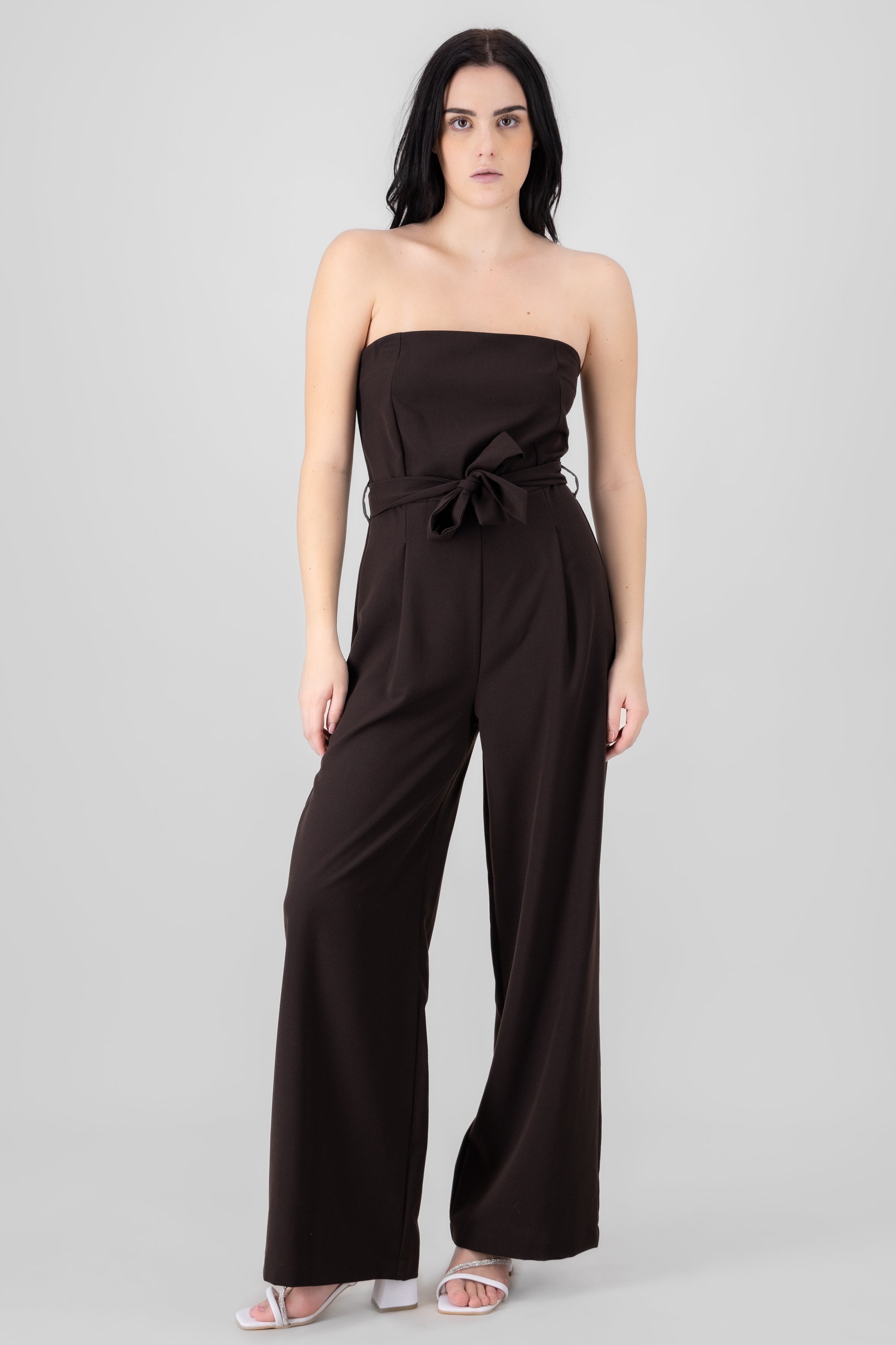 Tailored Strapless Jumpsuit DARK BROWN