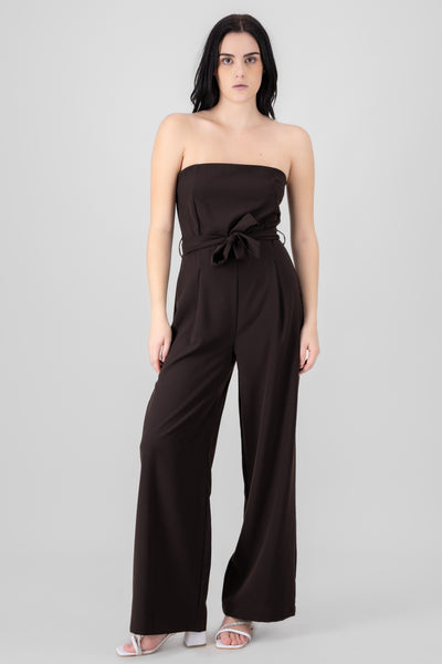 Tailored Strapless Jumpsuit BROWN