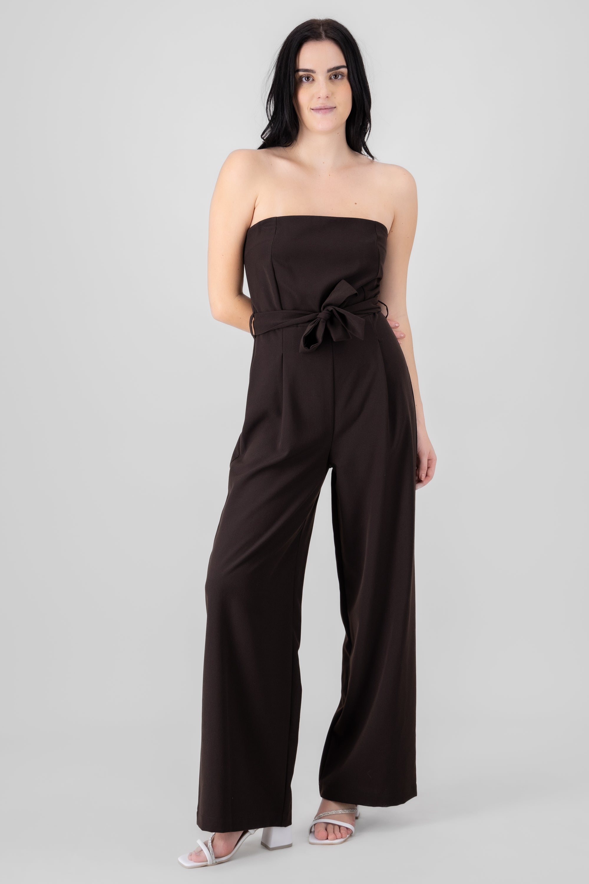 Tailored Strapless Jumpsuit DARK BROWN