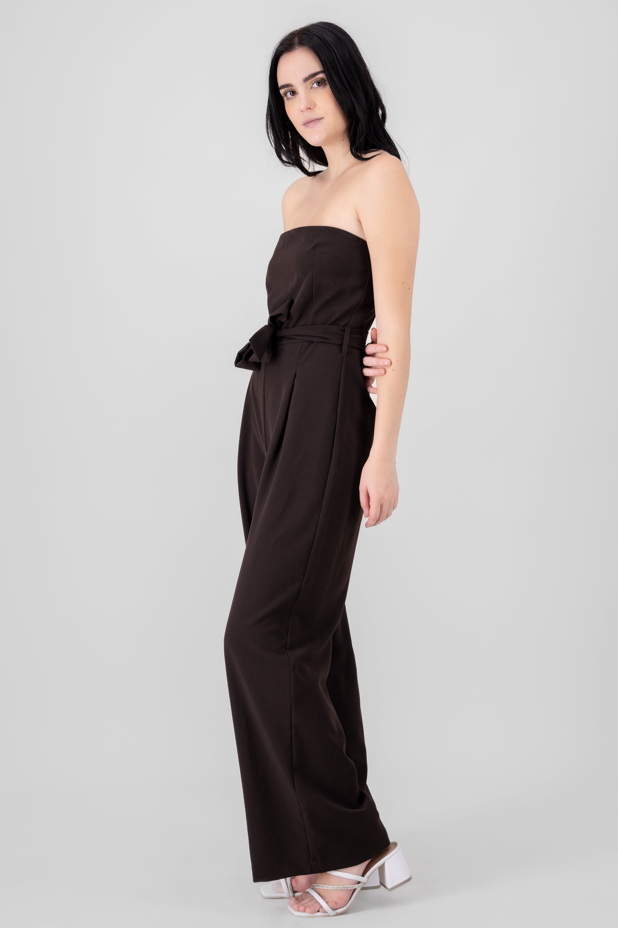 Tailored Strapless Jumpsuit DARK BROWN