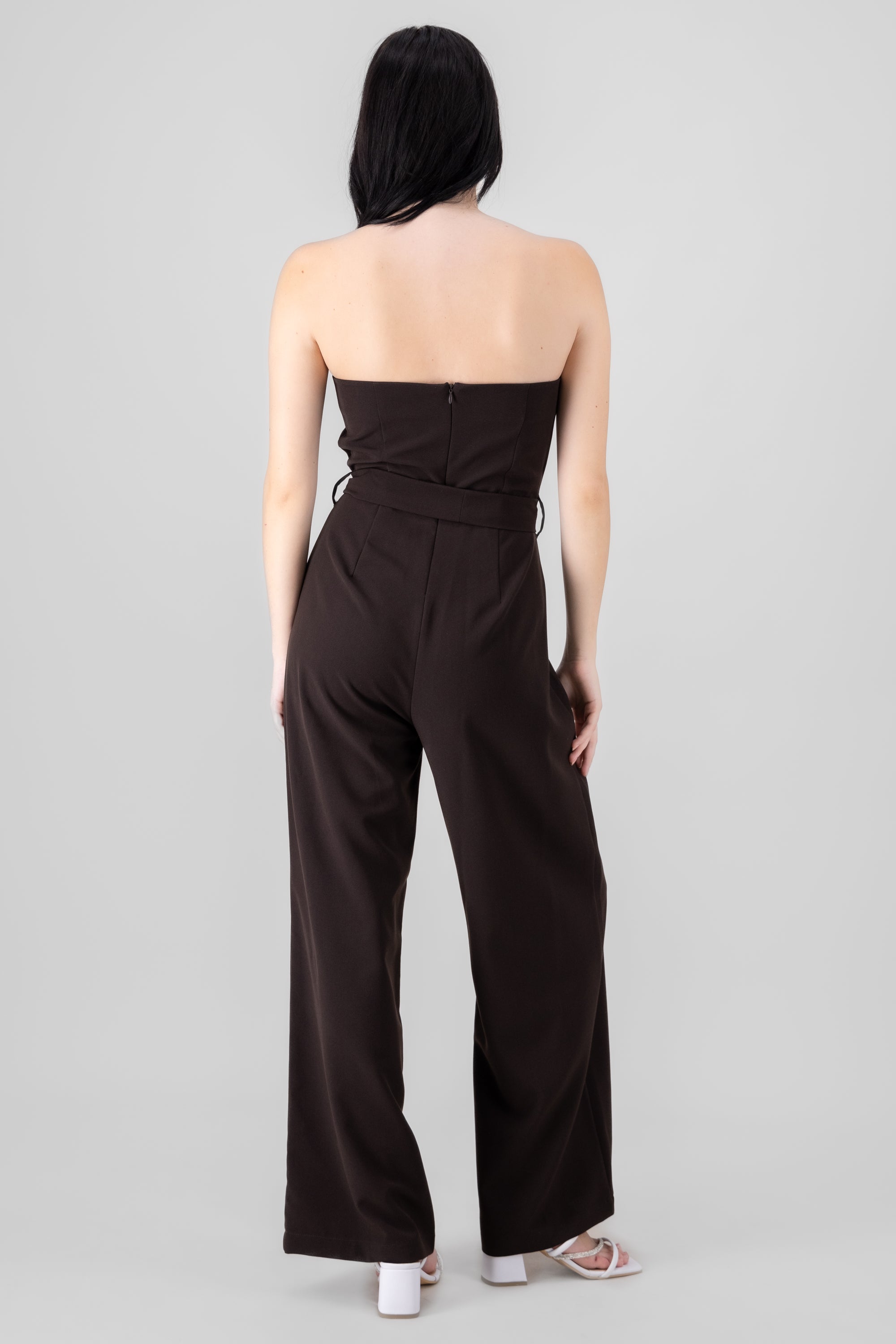 Tailored Strapless Jumpsuit DARK BROWN