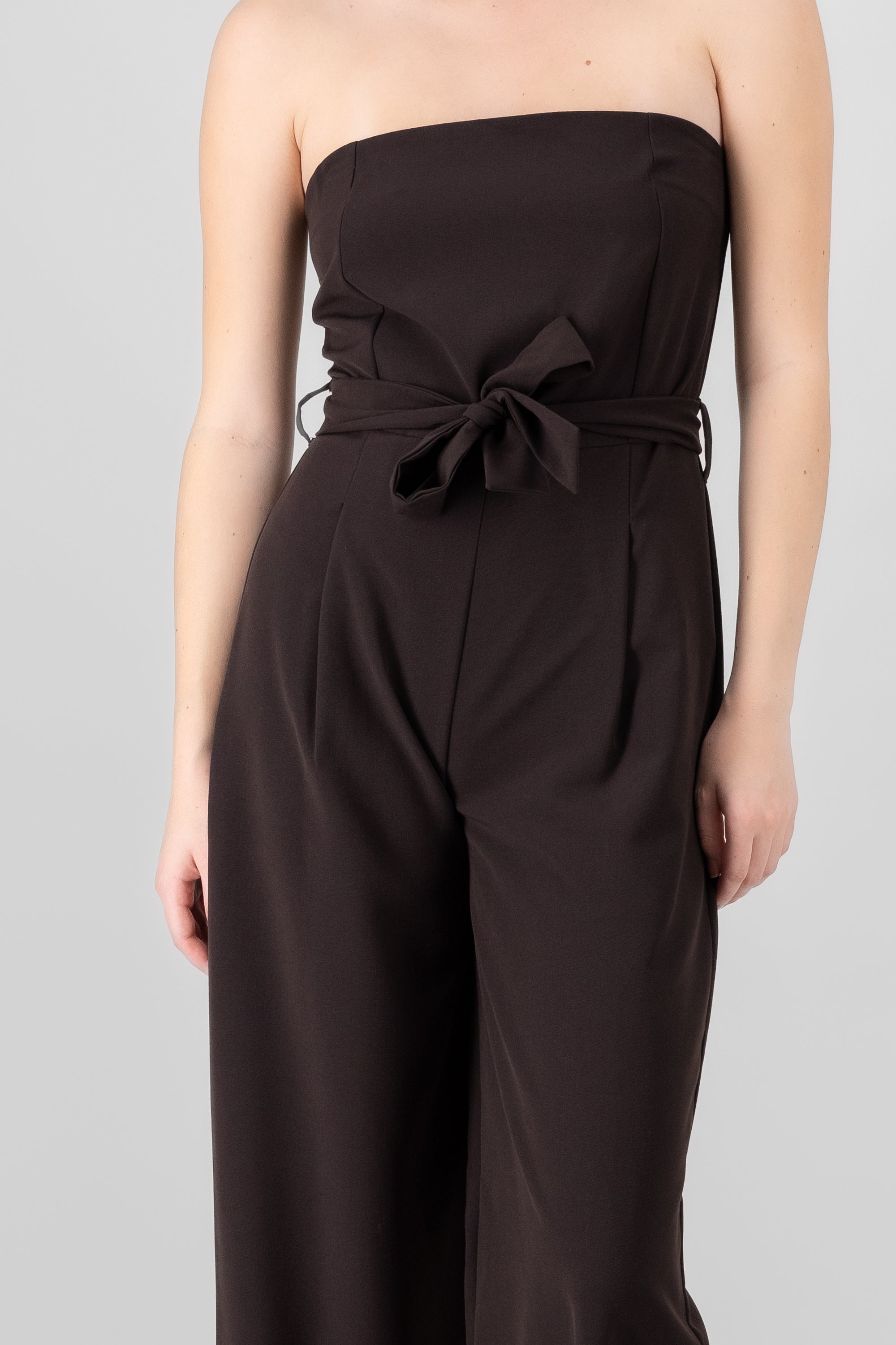 Tailored Strapless Jumpsuit DARK BROWN