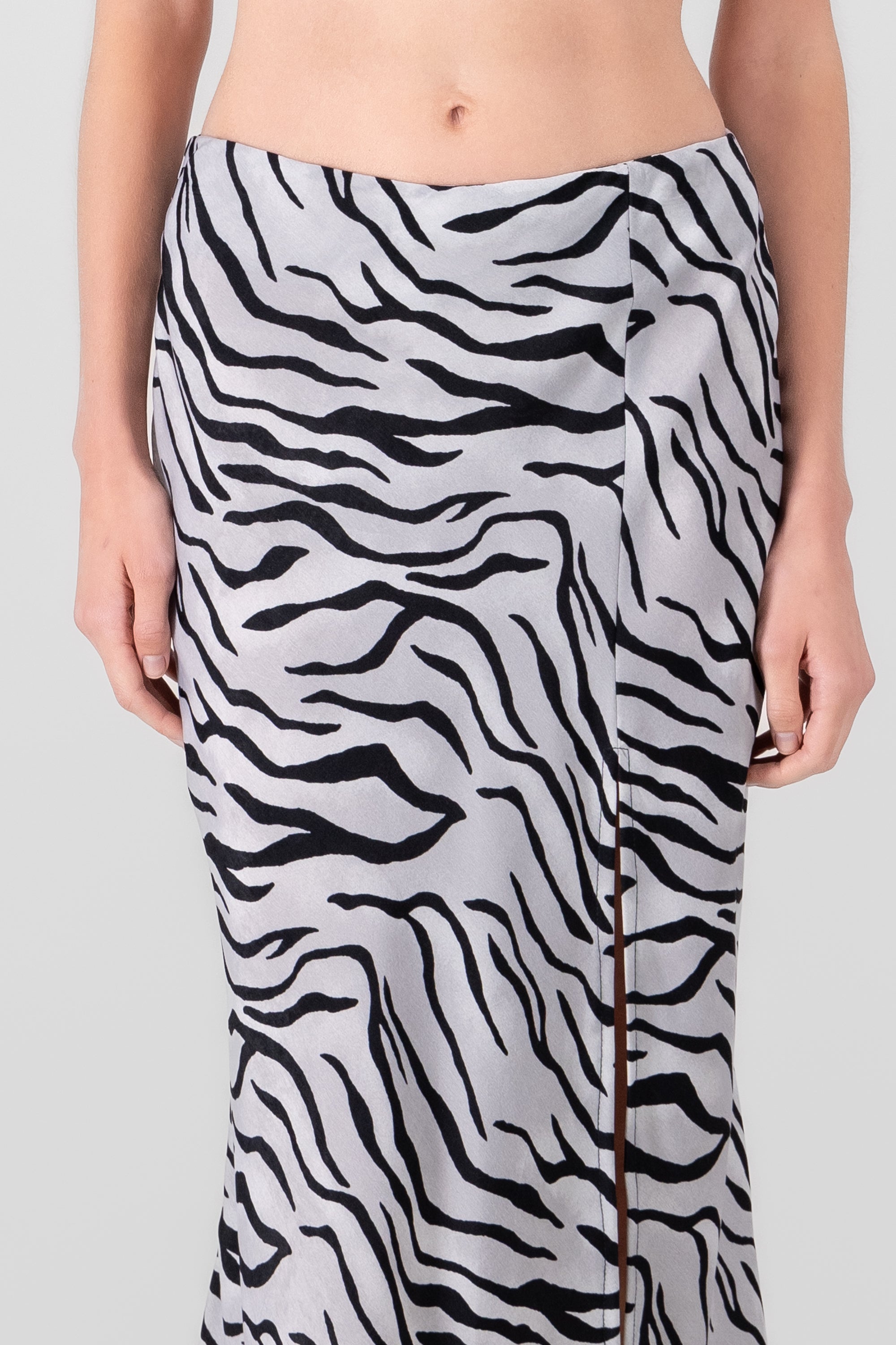 Animal Print Midi Skirt WHITE COMBO