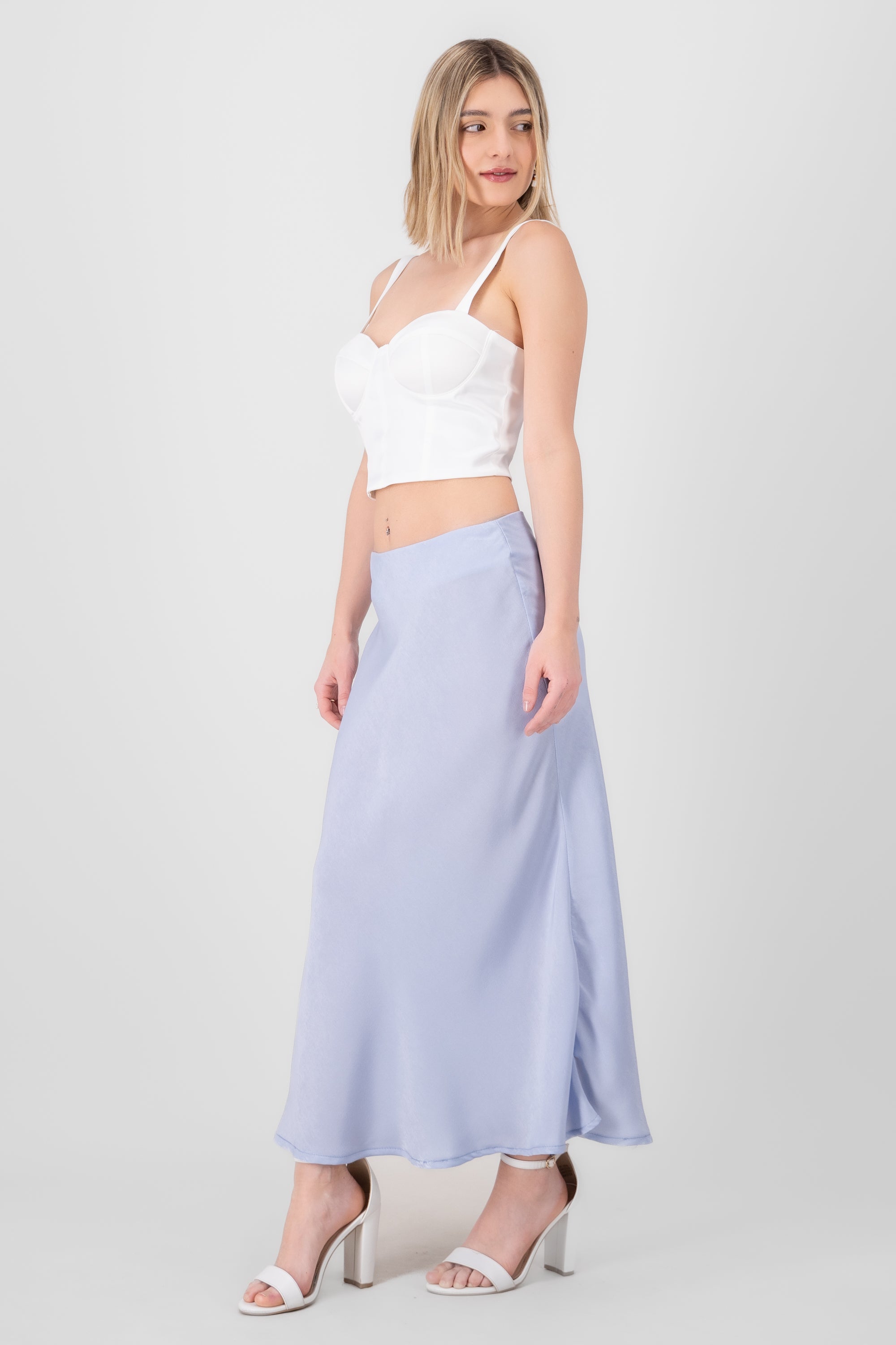 Solid Midi Skirt SKY BLUE