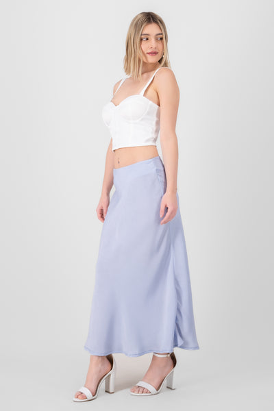 Solid Midi Skirt SKY BLUE