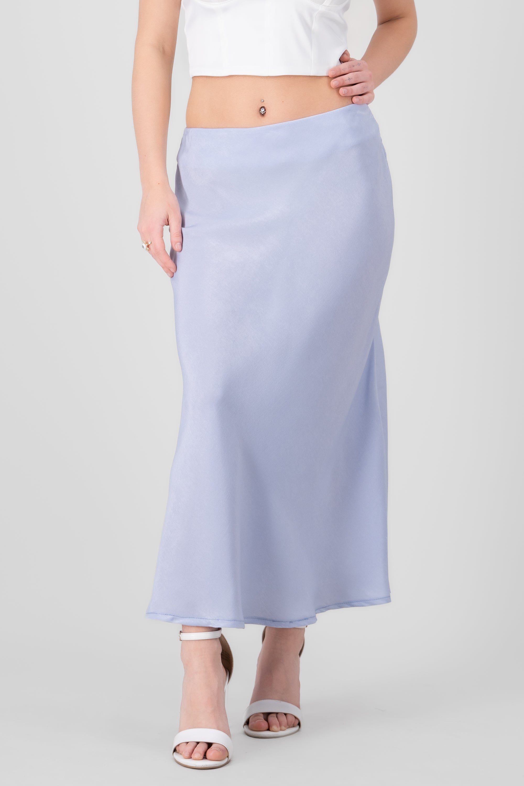 Solid Midi Skirt SKY BLUE