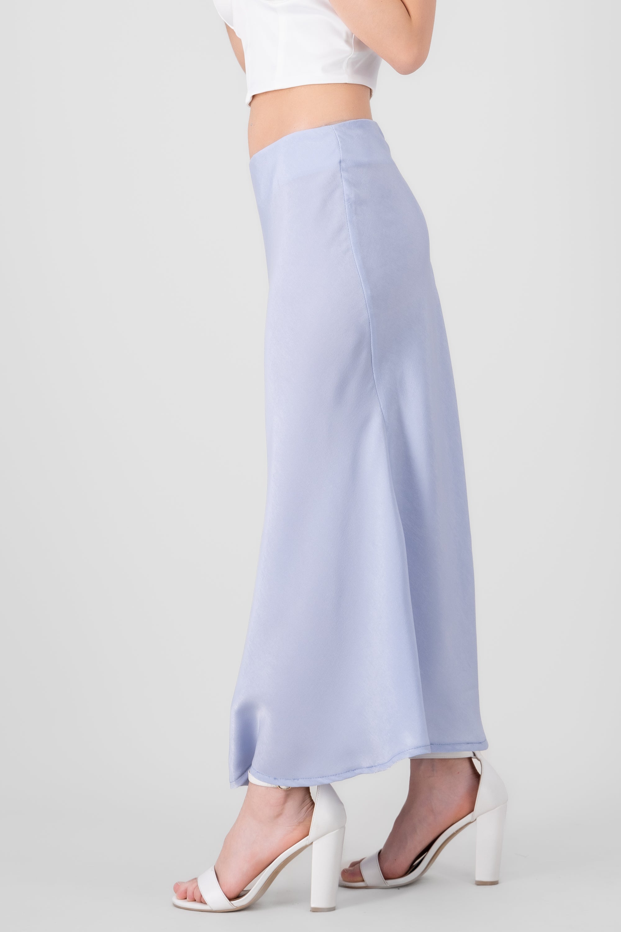 Solid Midi Skirt SKY BLUE