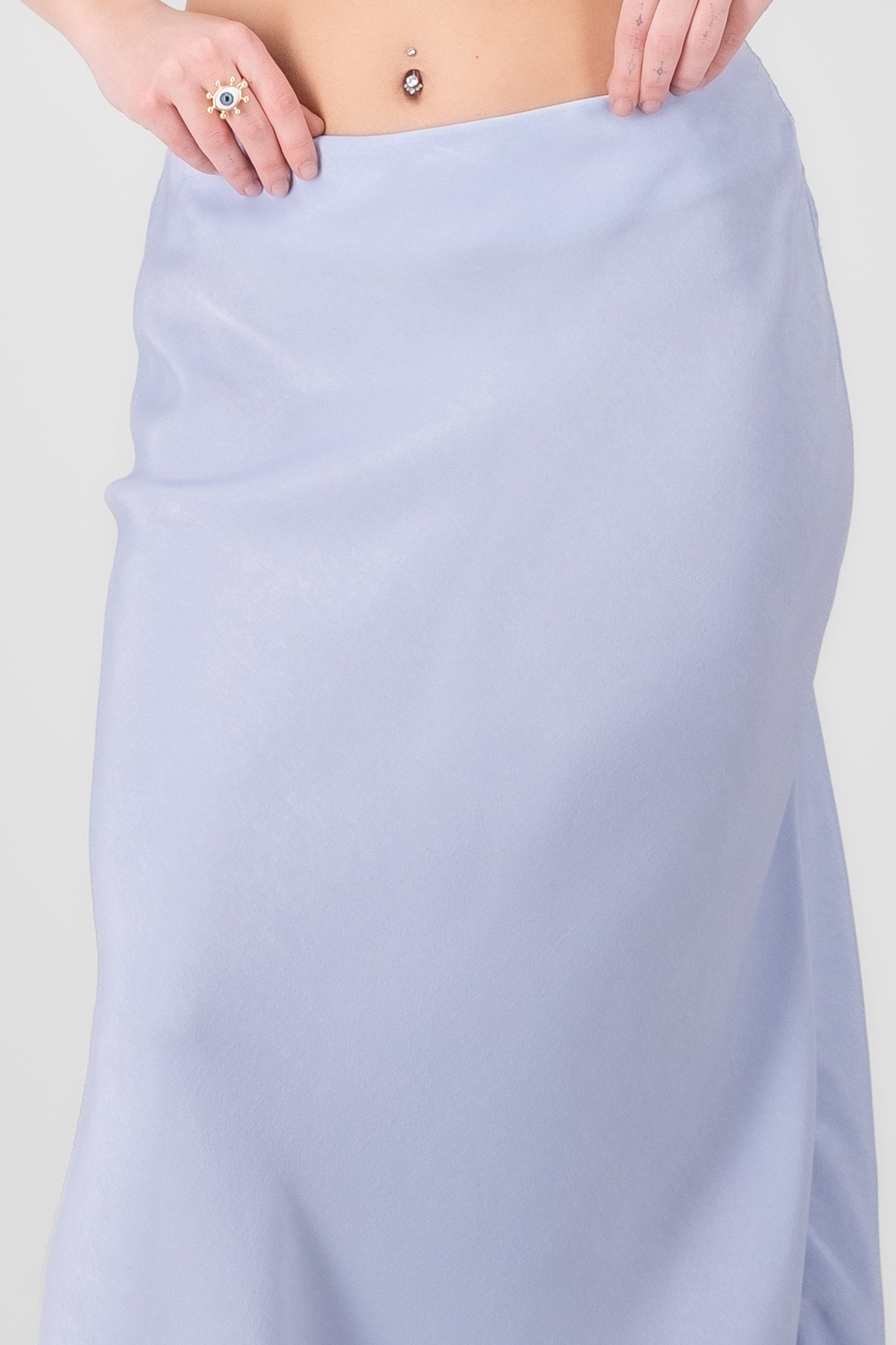 Solid Midi Skirt SKY BLUE