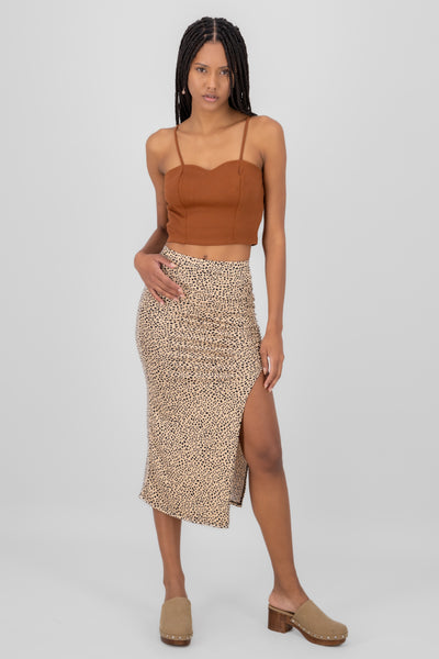 Animal Print Midi Skirt BROWN COMBO