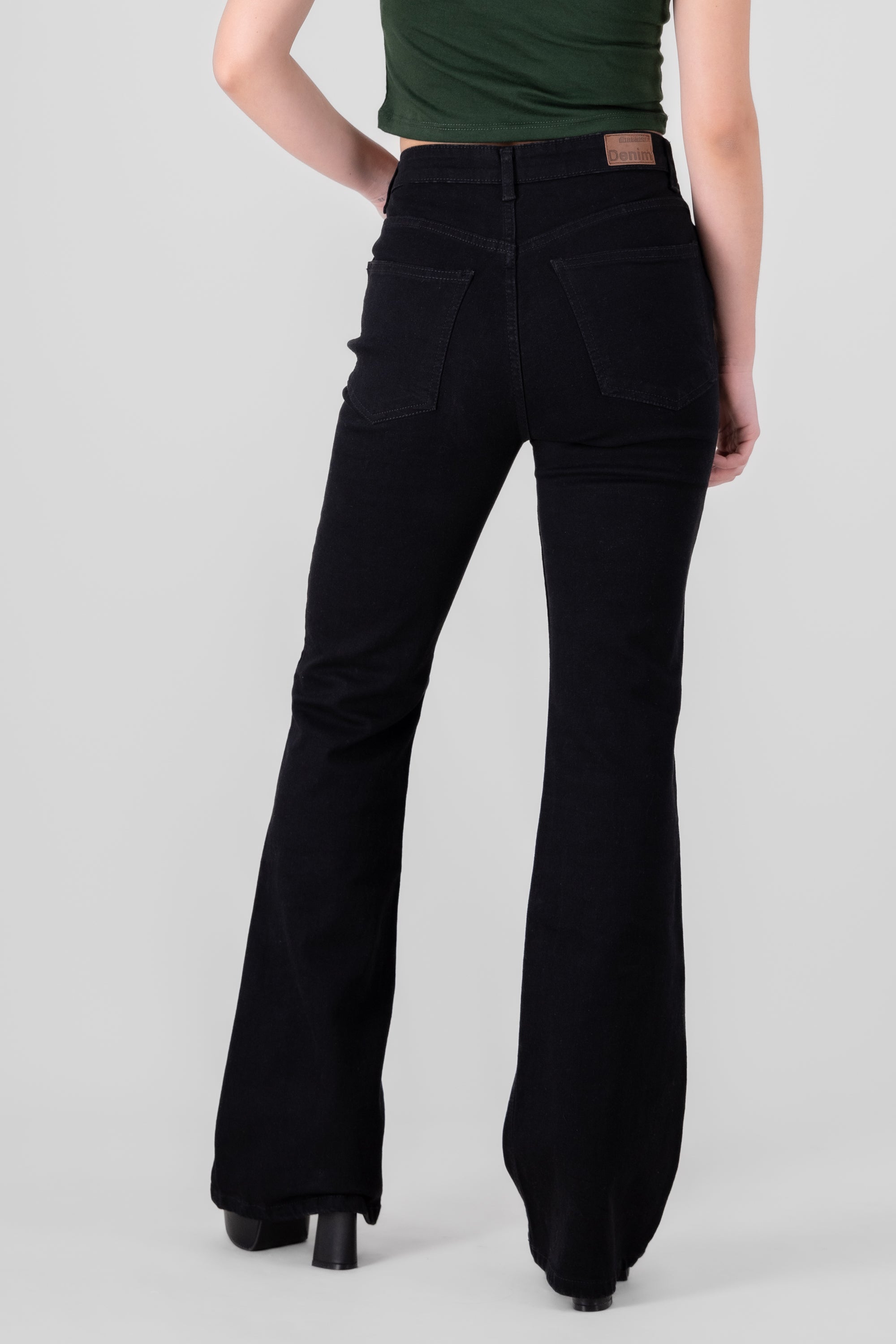 Solid Flared Jeans BLACK