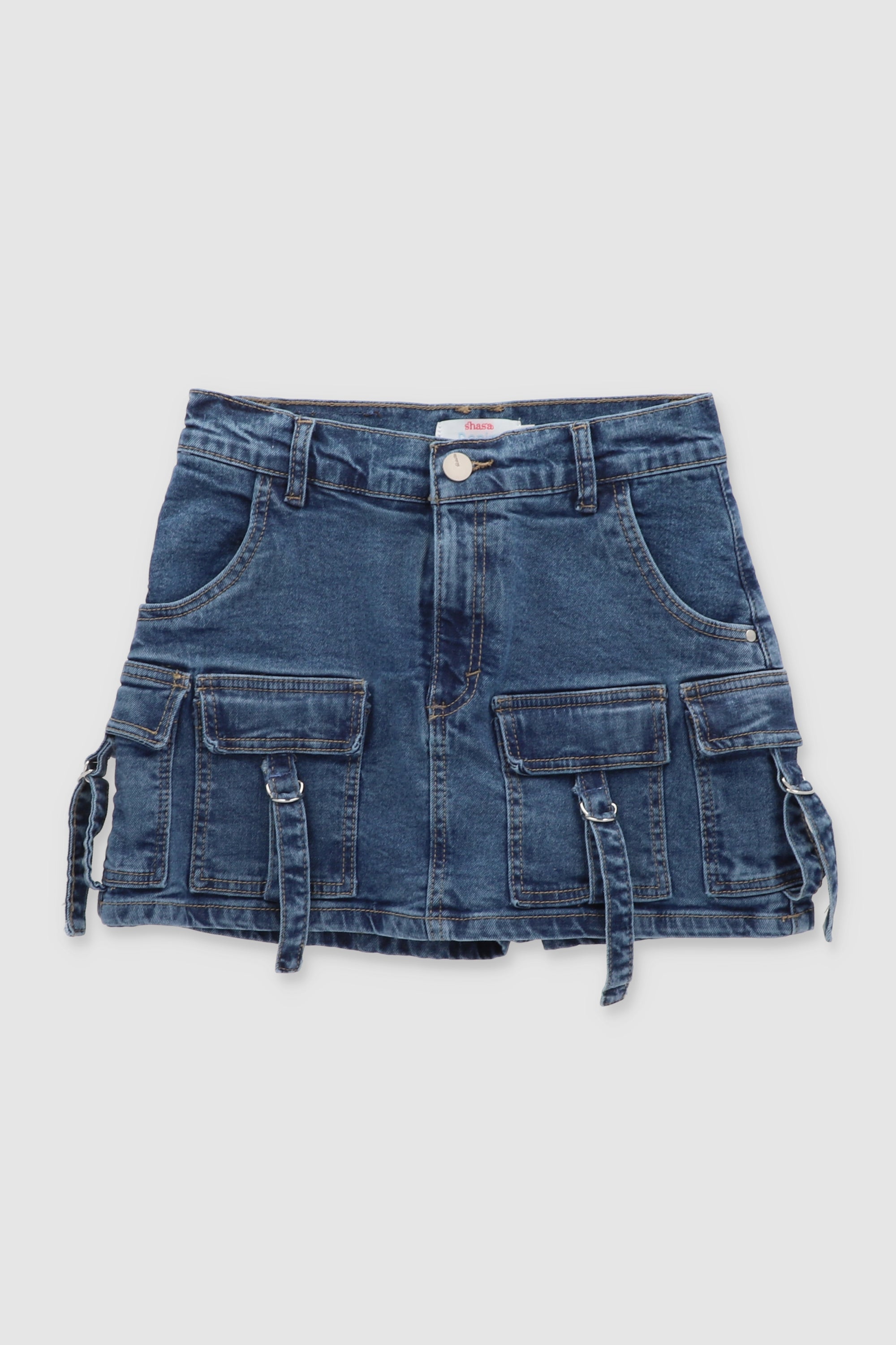 Cargo Denim Skort STONE