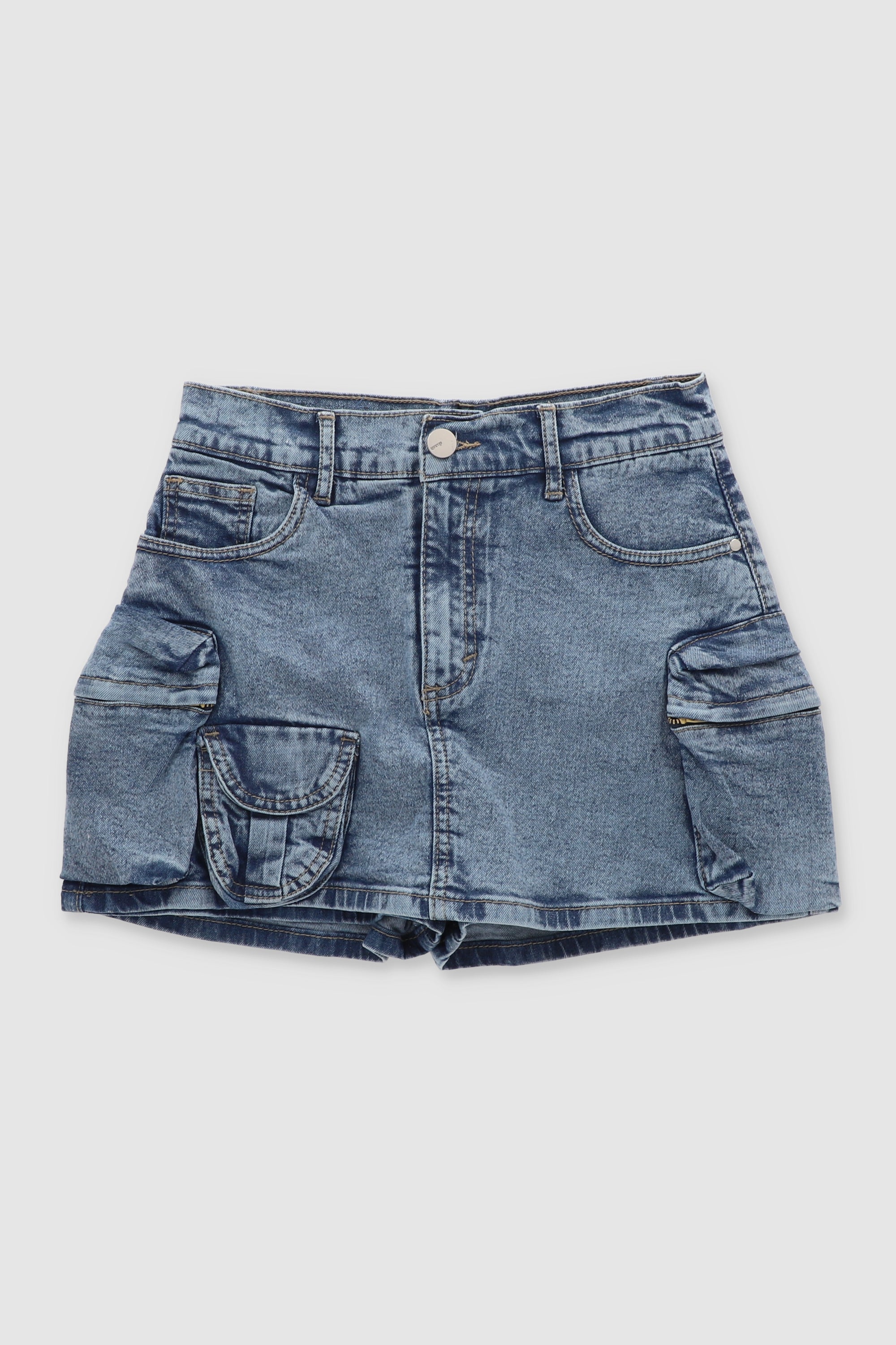 Puffed Pockets Skort MEDIUM ACID WASH