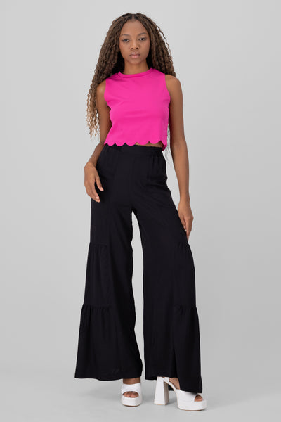 Ruffle Detail Pants BLACK