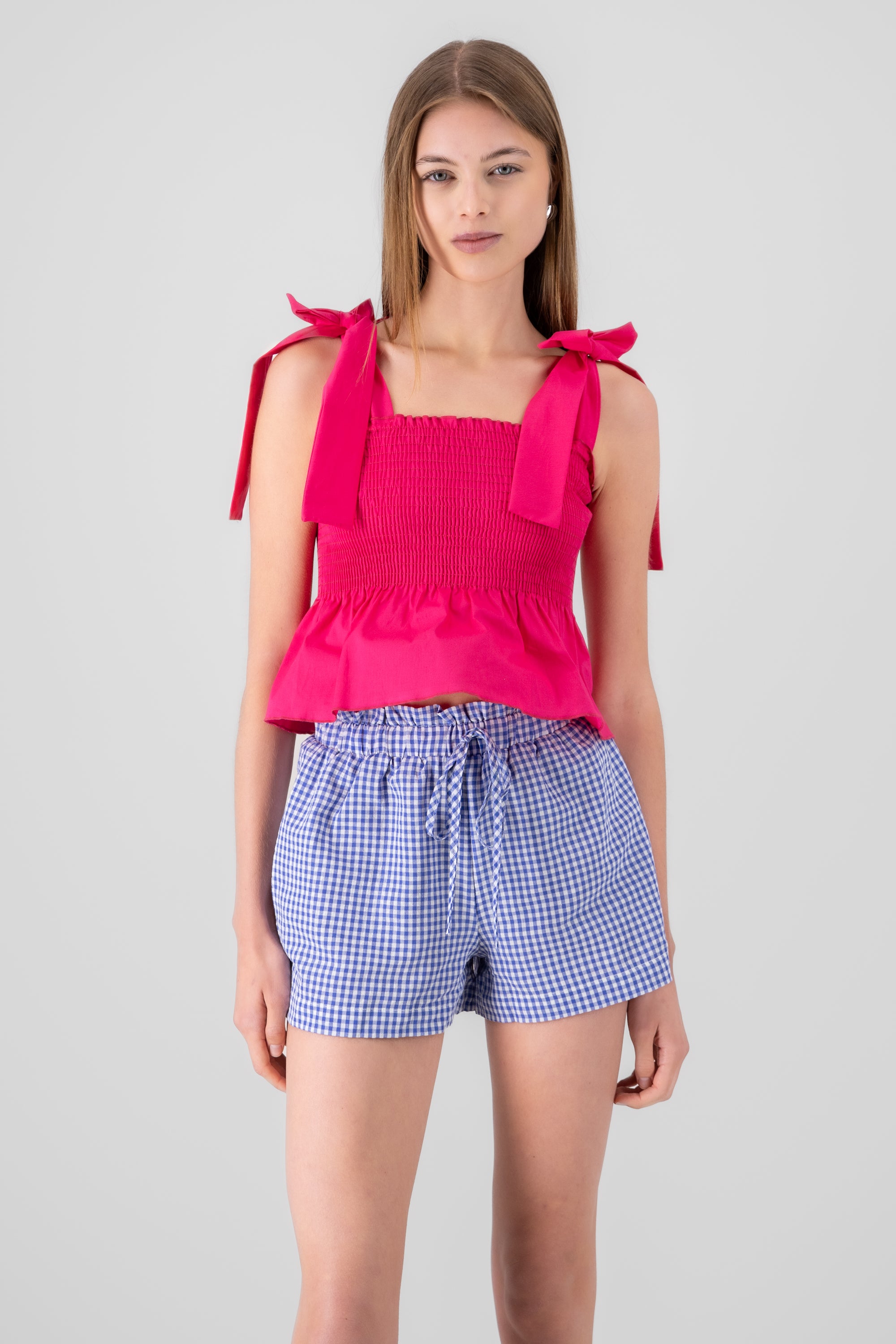 Bow Detail Crop Top FUCHSIA