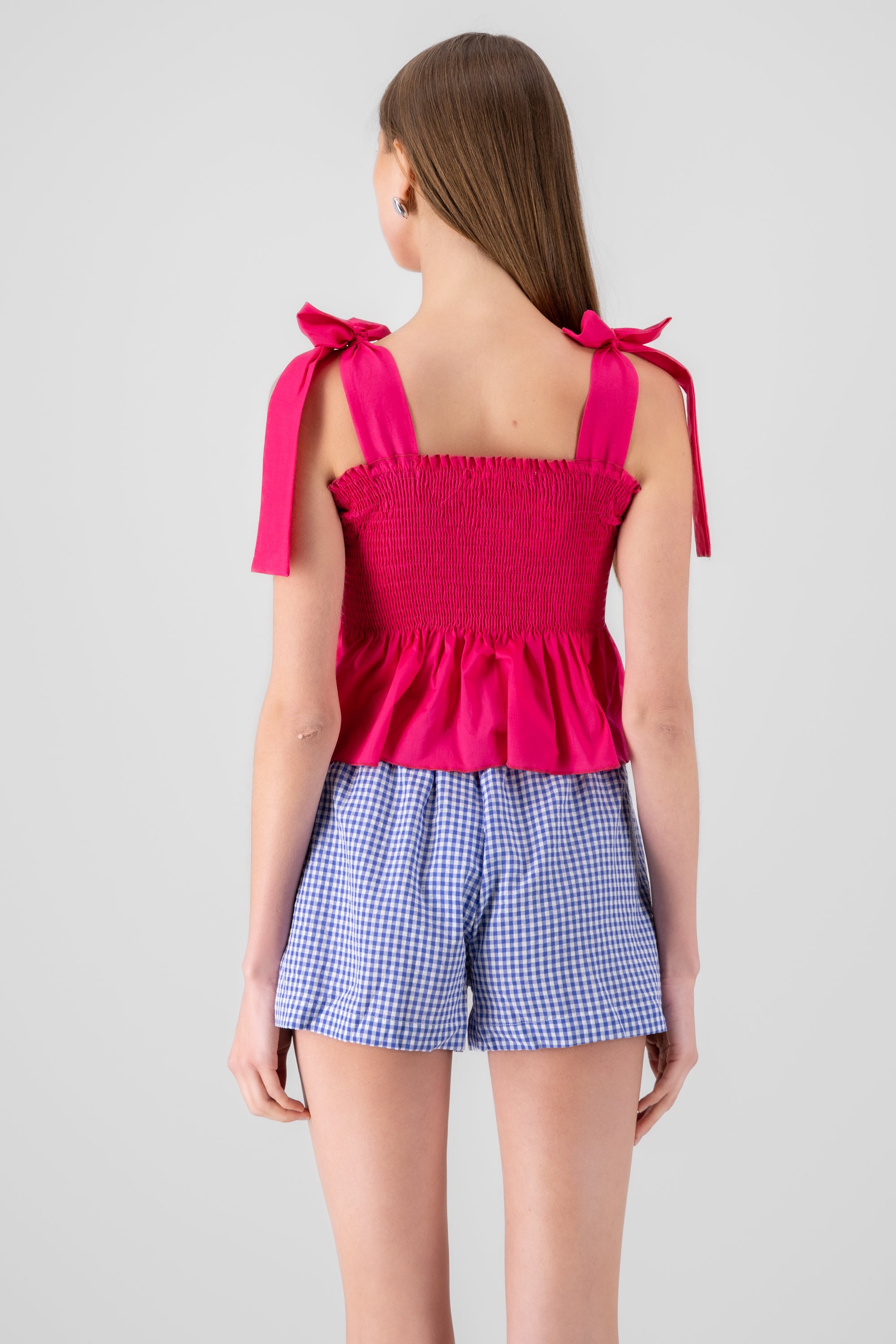 Bow Detail Crop Top FUCHSIA