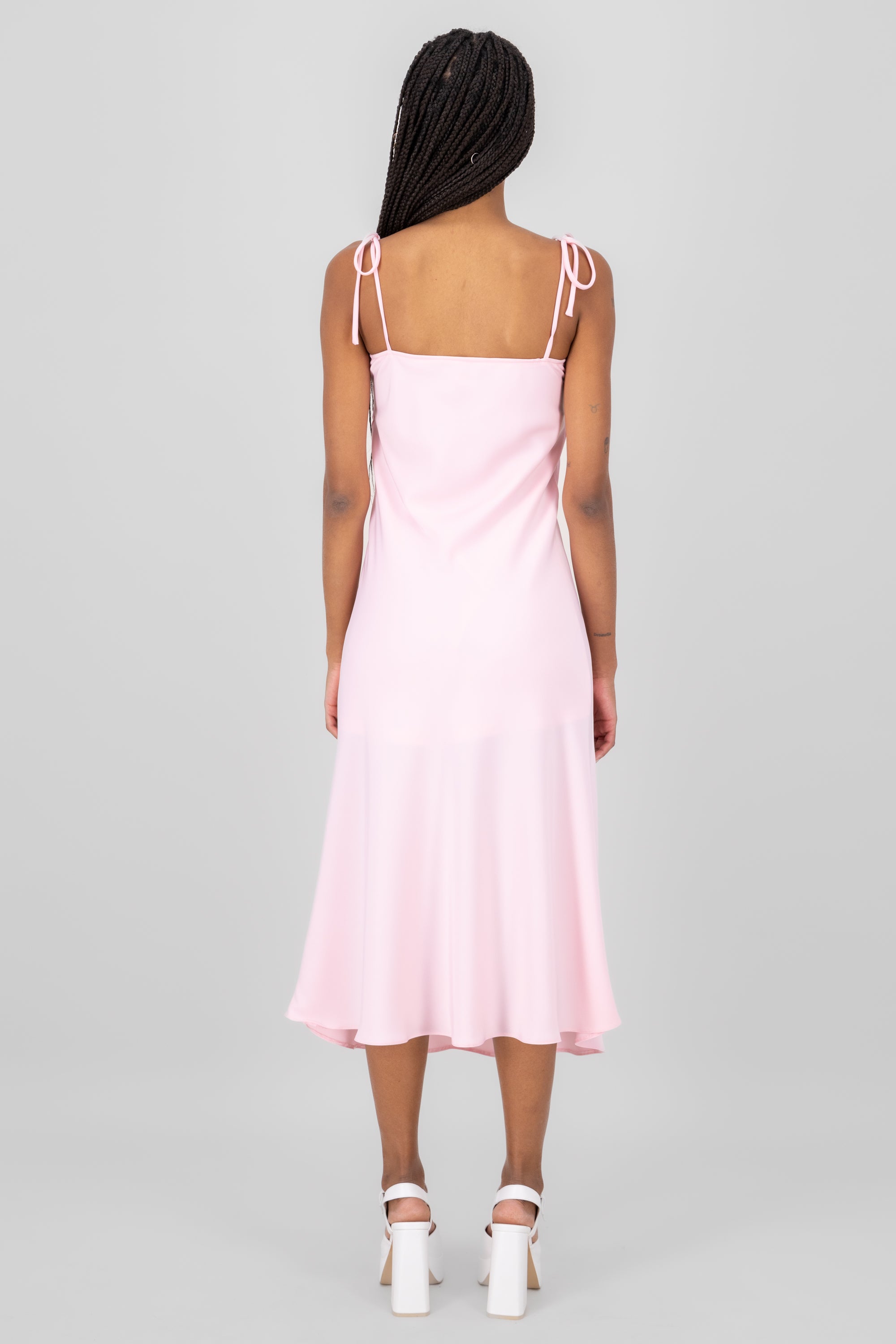 Pleated Bustier Satin Dress PASTEL PINK