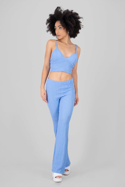 Textured Flared Pants SKY BLUE