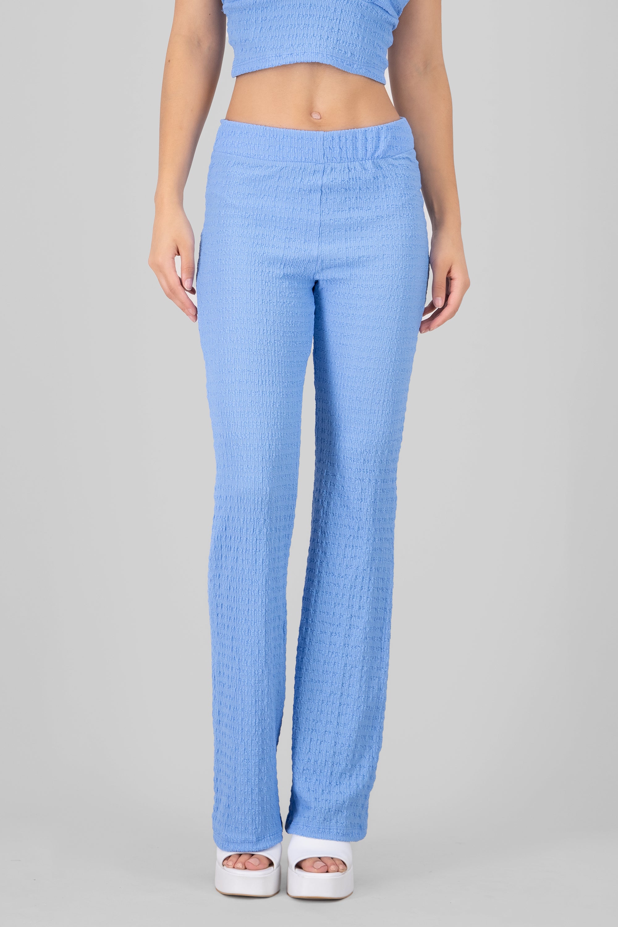 Textured Flared Pants SKY BLUE