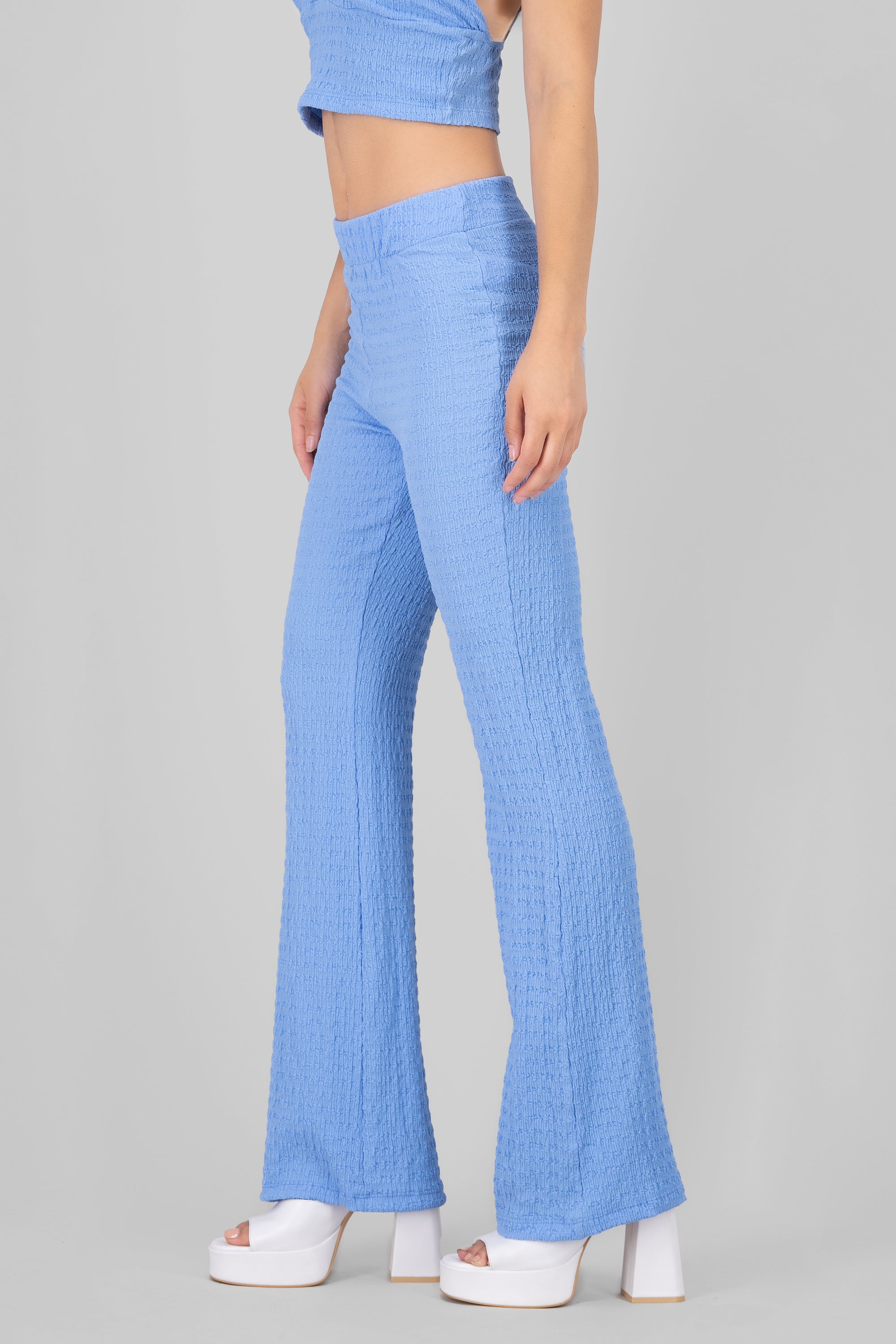 Textured Flared Pants SKY BLUE