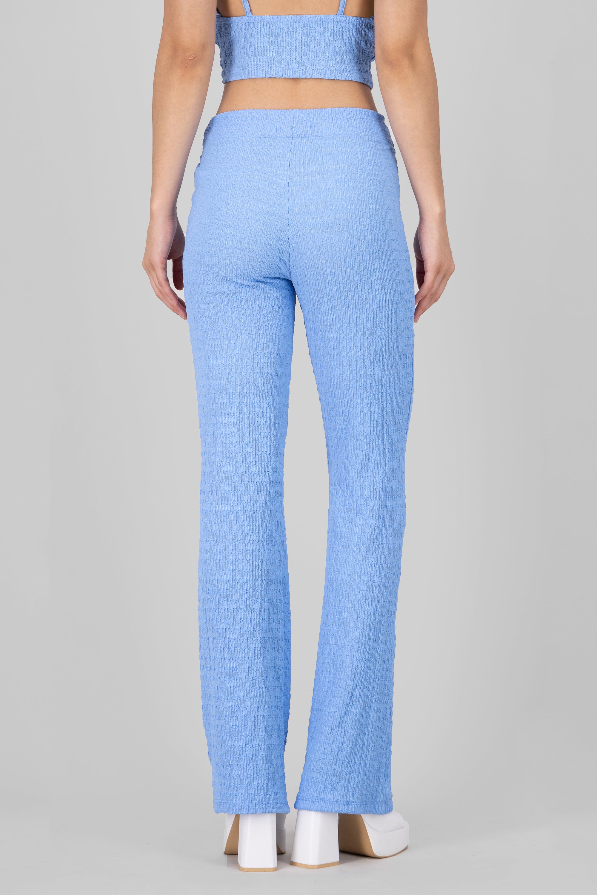 Textured Flared Pants SKY BLUE