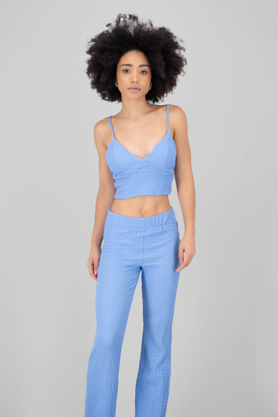 Textured Crop top SKY BLUE