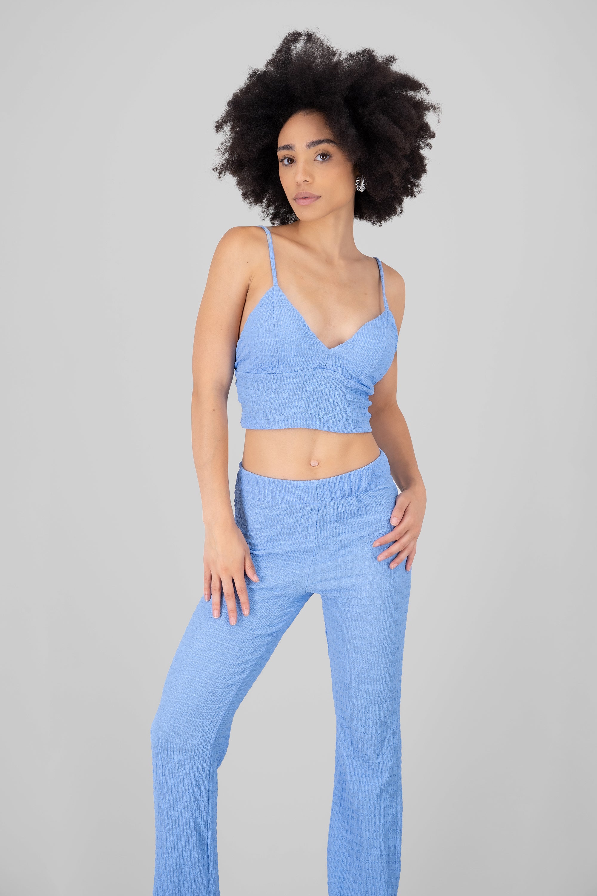 Textured Crop top SKY BLUE