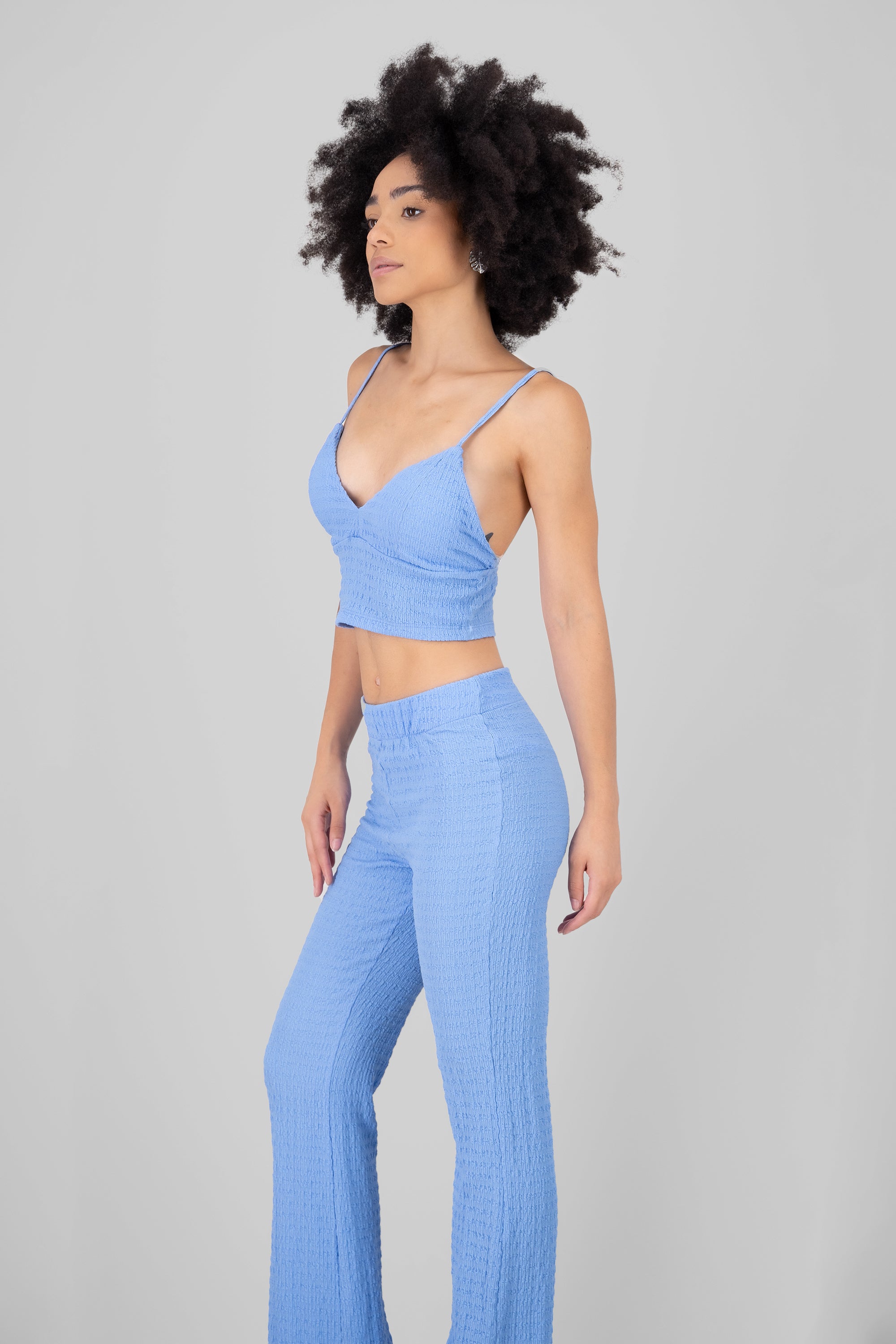 Textured Crop top SKY BLUE