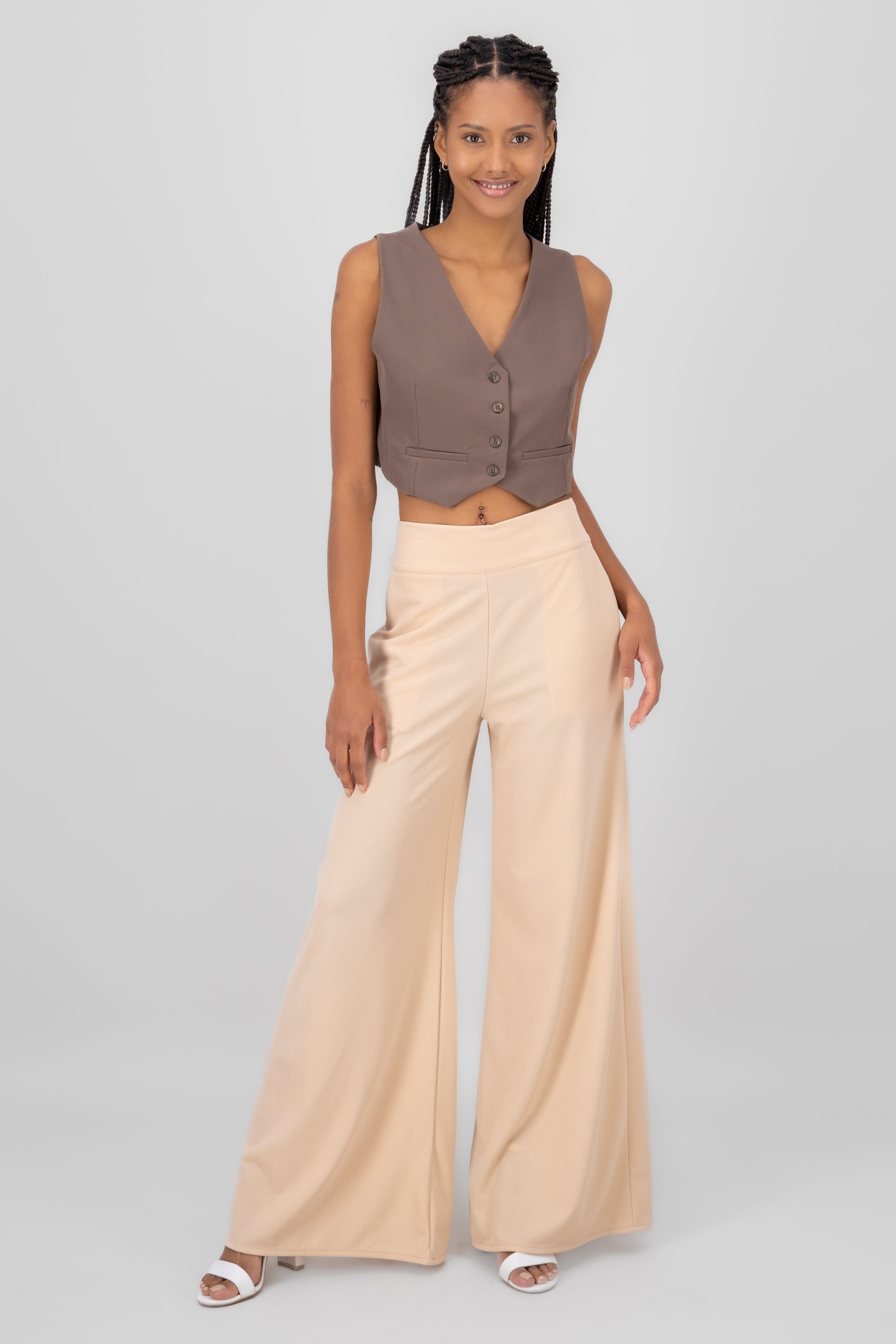 Solid Wide Leg Pants SAND