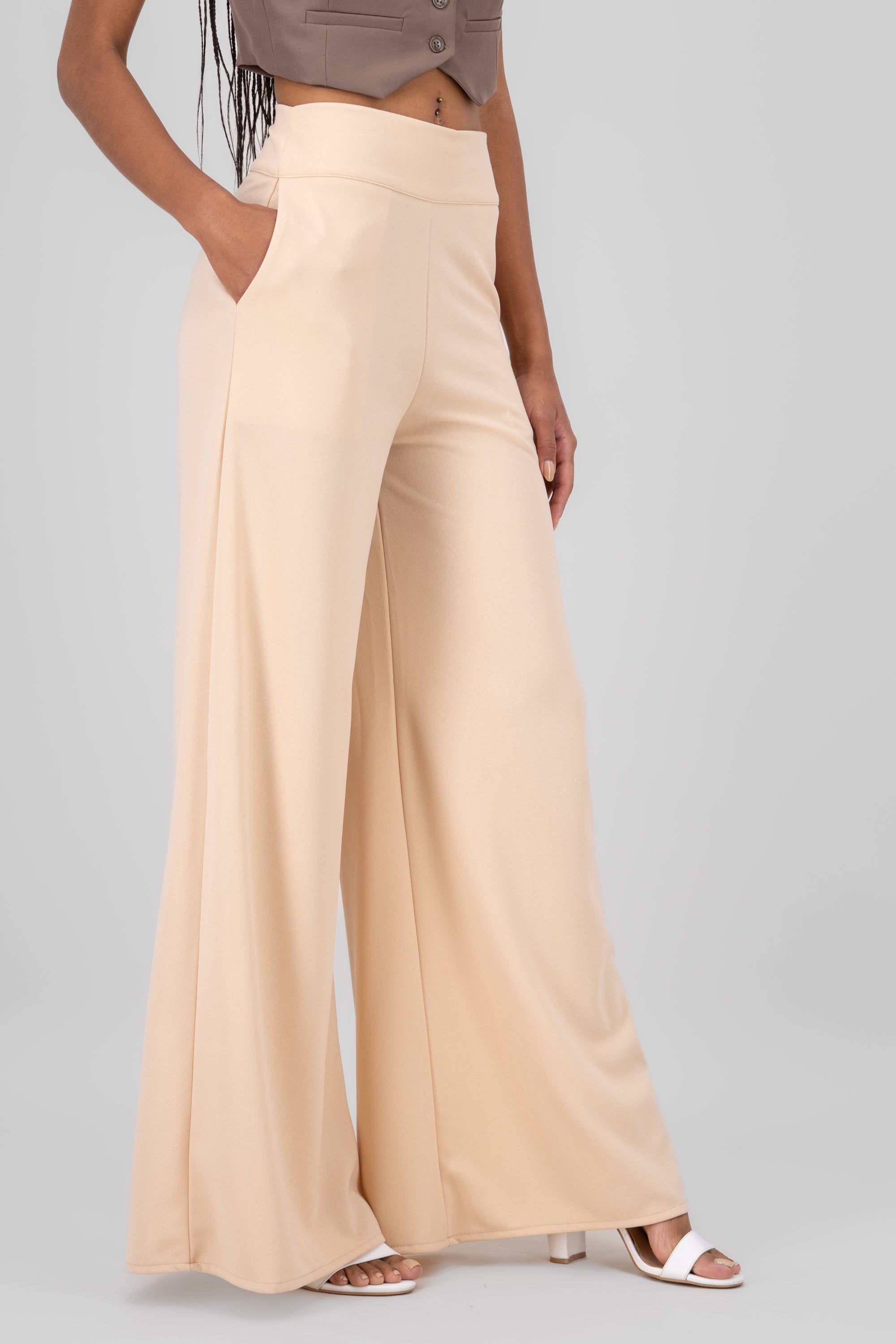 Solid Wide Leg Pants SAND