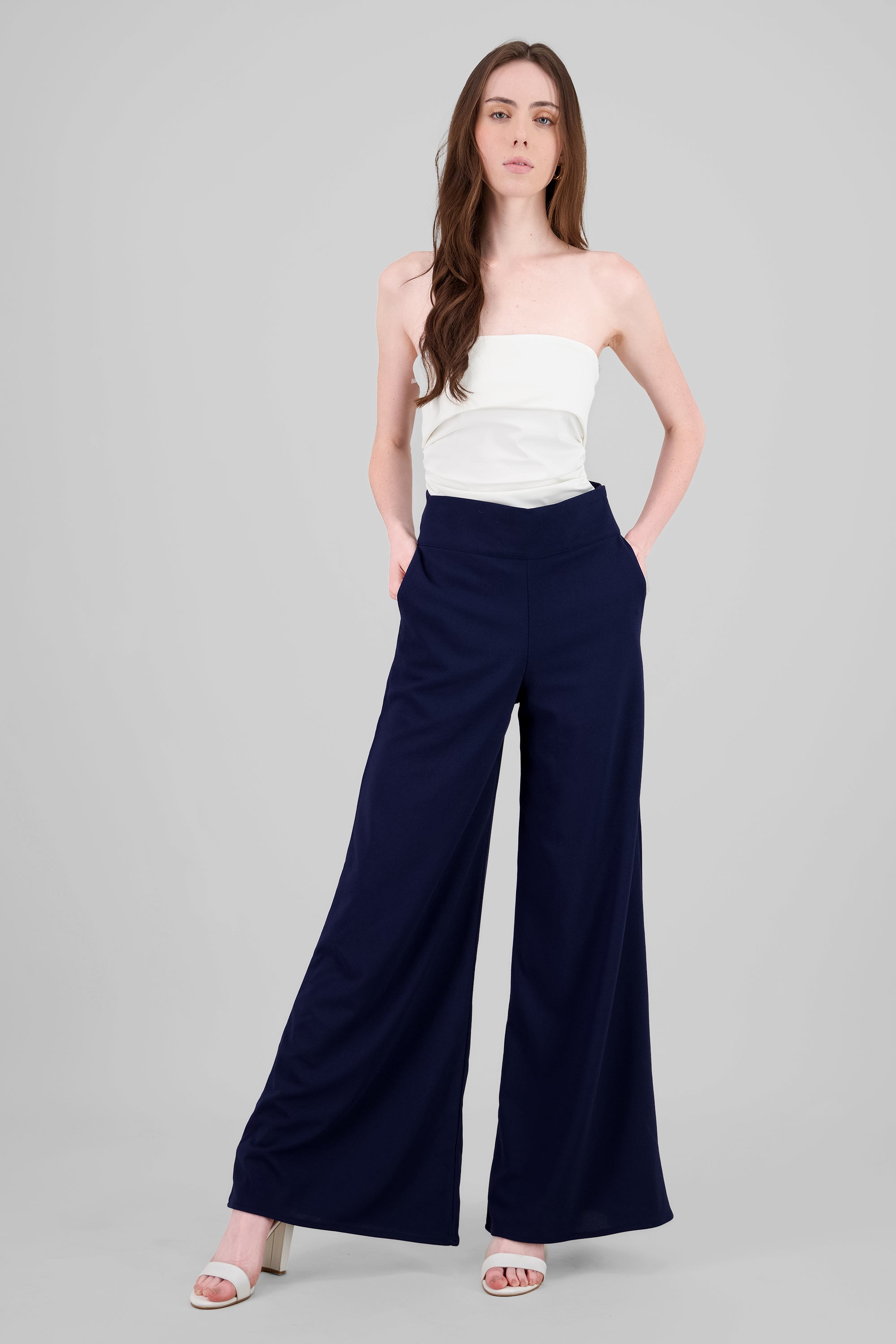 Solid Wide Leg Pants NAVY