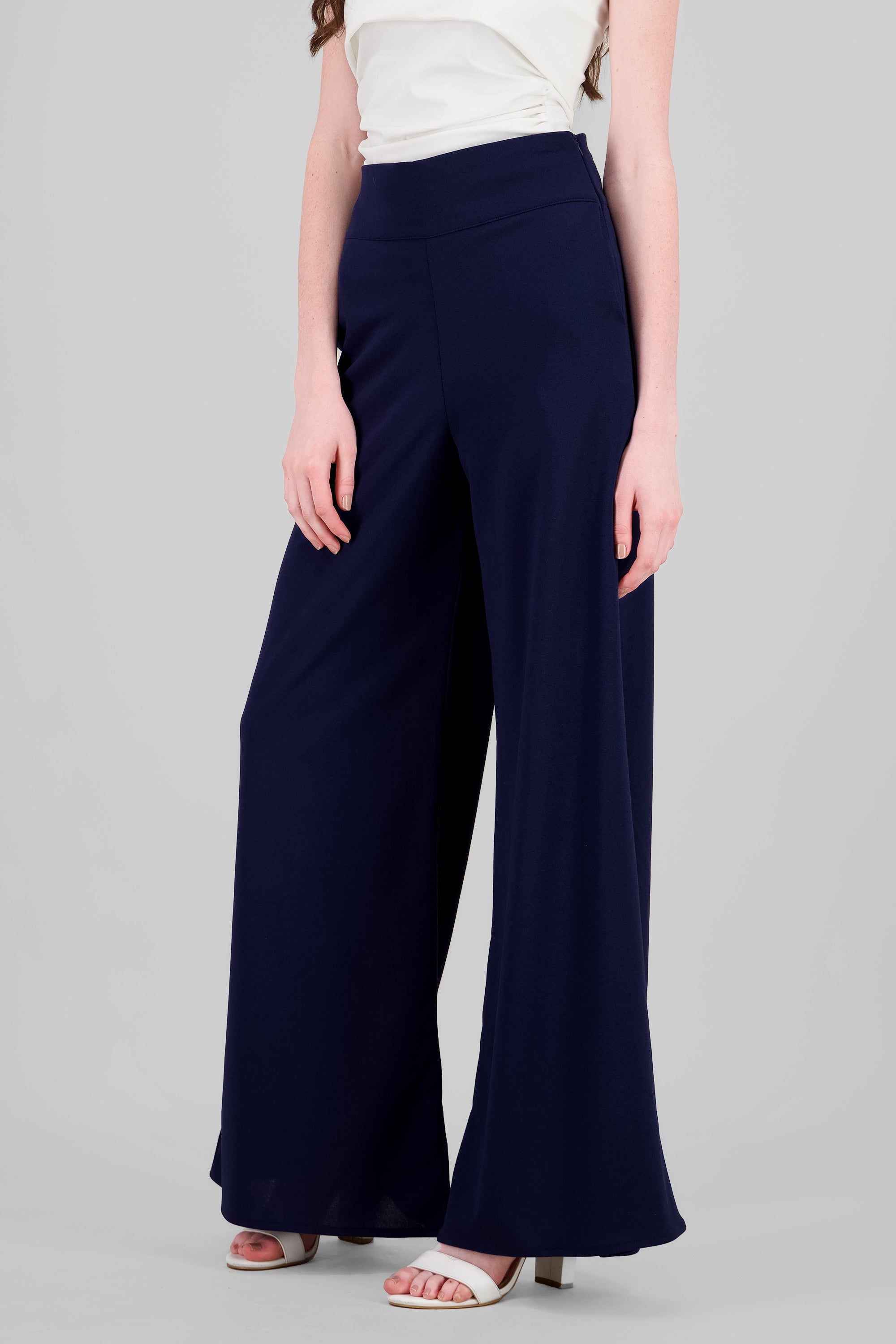 Solid Wide Leg Pants NAVY