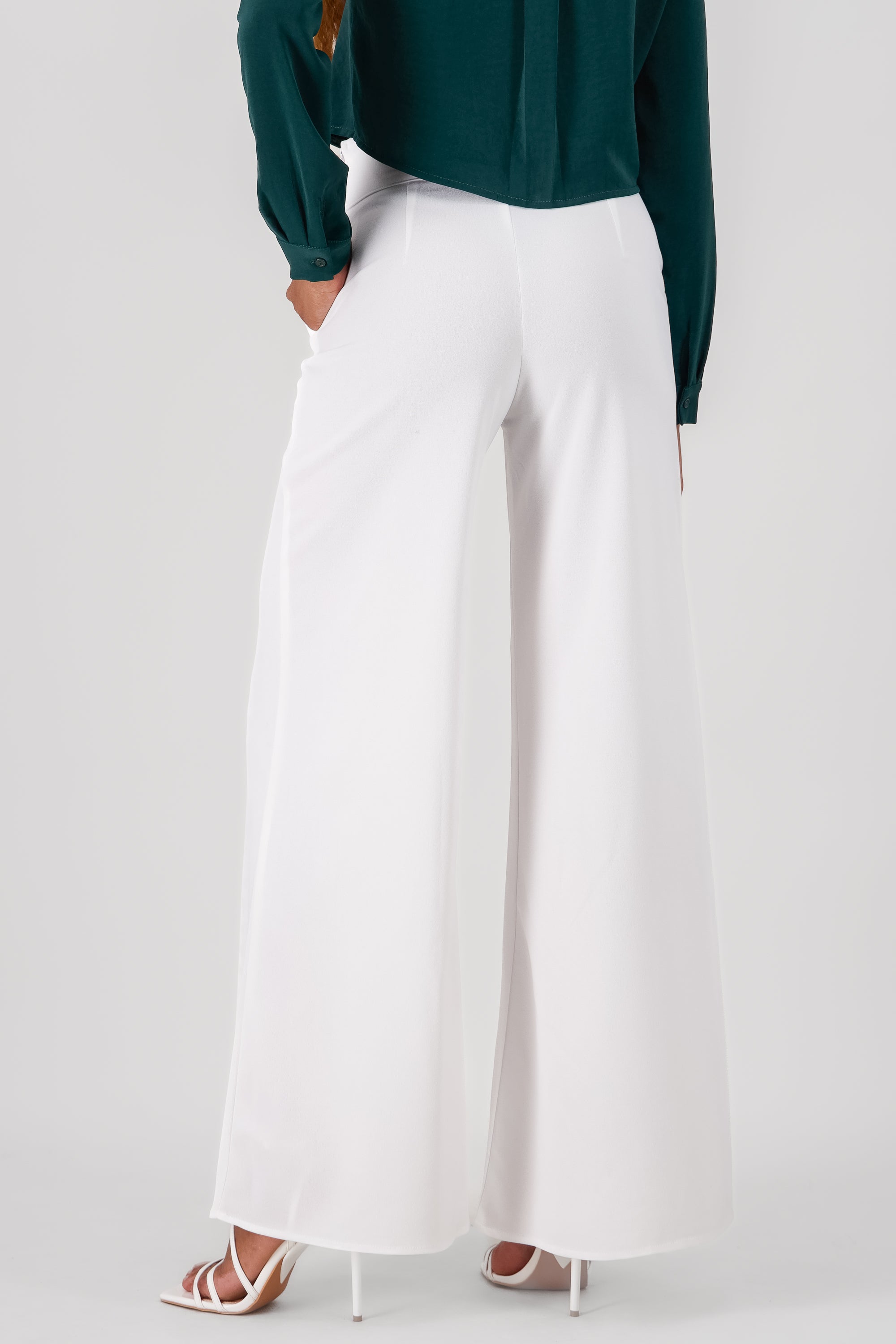 Solid Wide Leg Pants WHITE