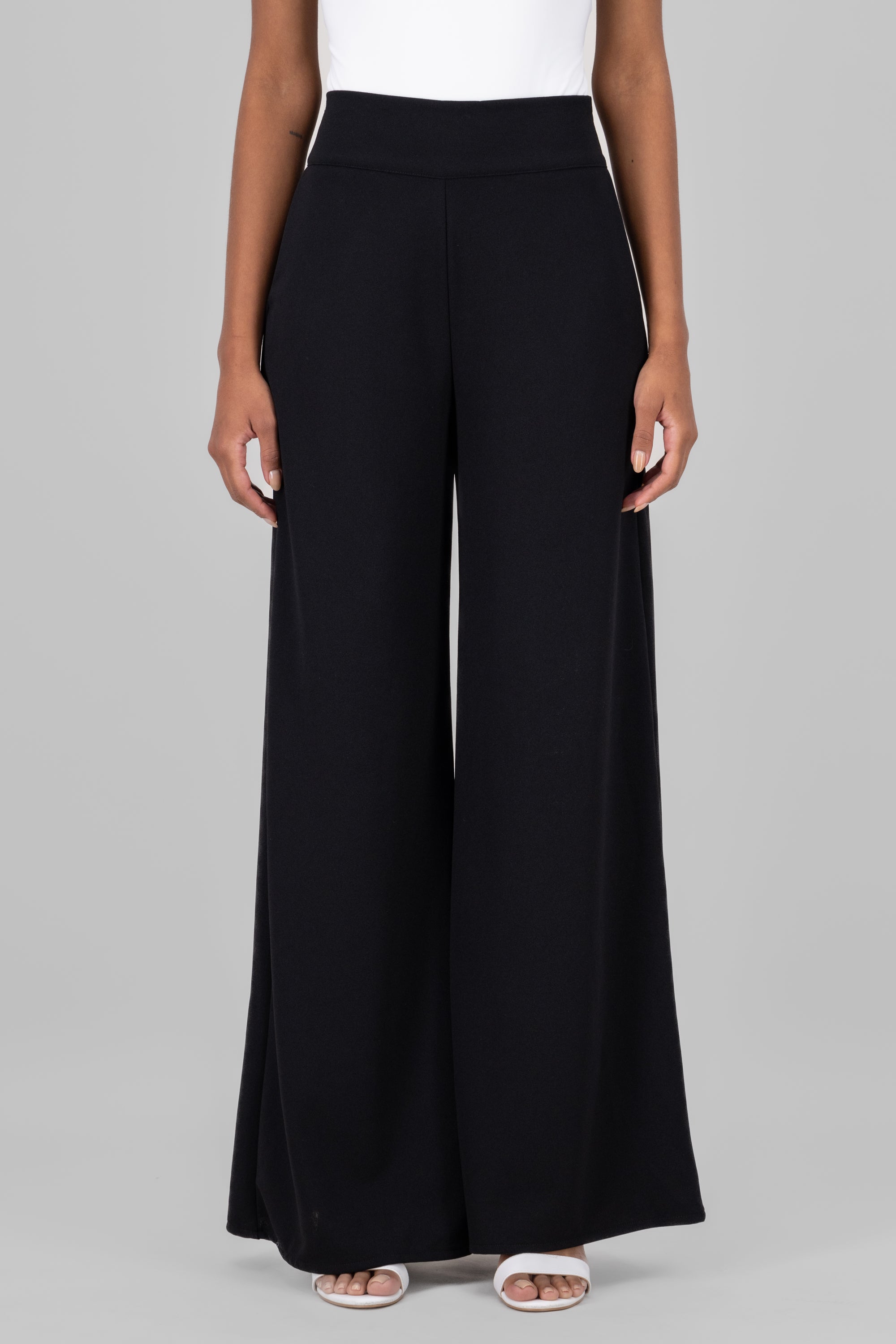 Solid Wide Leg Pants BLACK